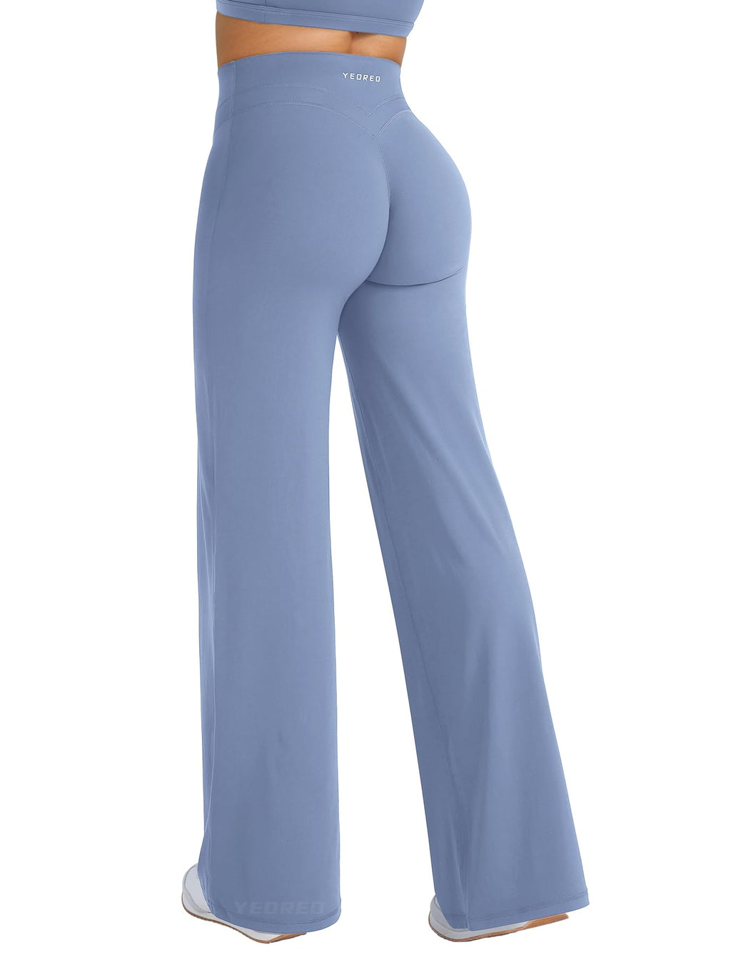 YEOREO Straight Leg Workout Leggings Hidden Scrunch High Waist Gym Pants No Front Seam Wide Leg Yoga Pants