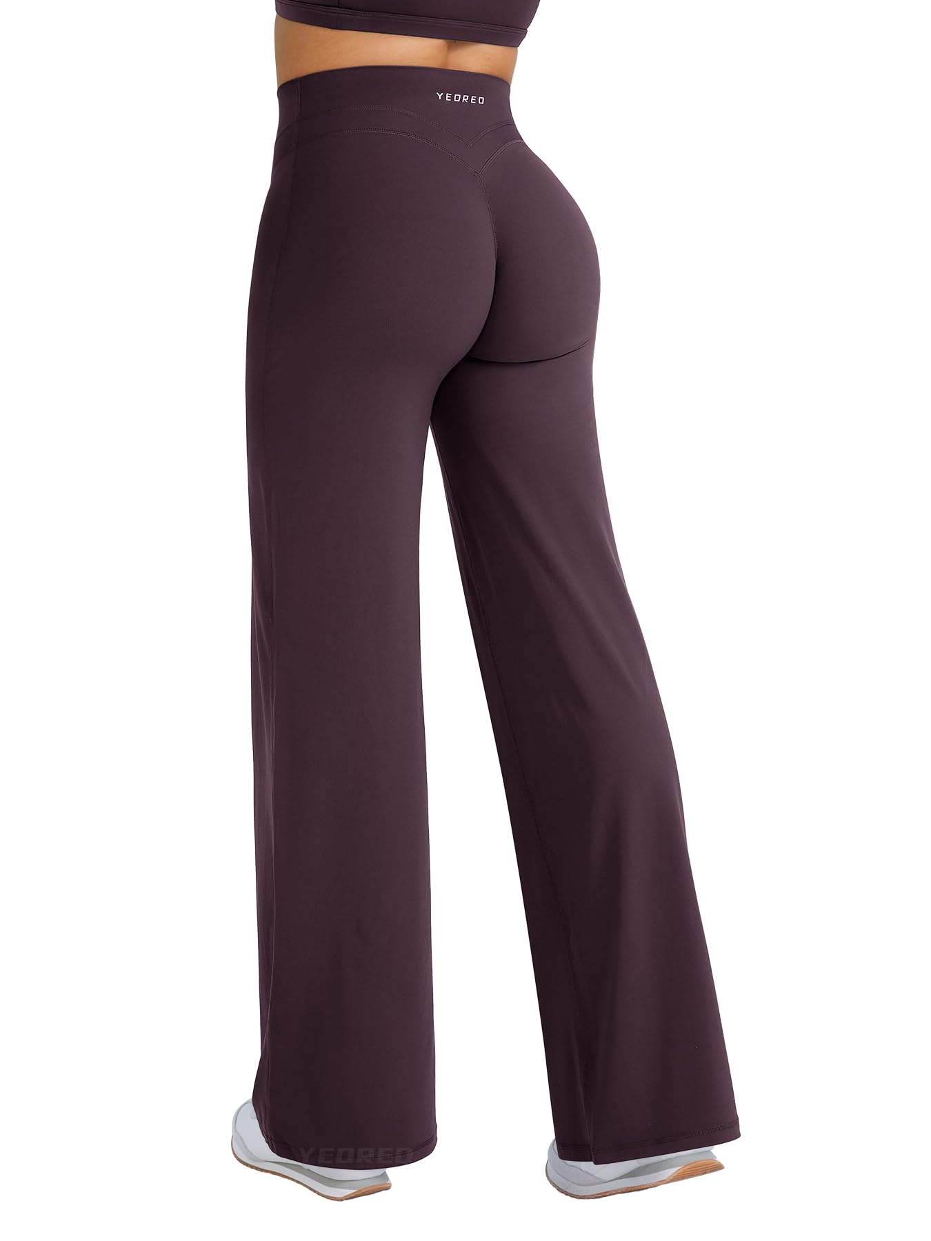 YEOREO Straight Leg Workout Leggings Hidden Scrunch High Waist Gym Pants No Front Seam Wide Leg Yoga Pants