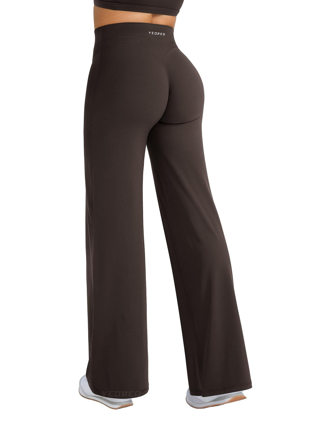 YEOREO Straight Leg Workout Leggings Hidden Scrunch High Waist Gym Pants No Front Seam Wide Leg Yoga Pants