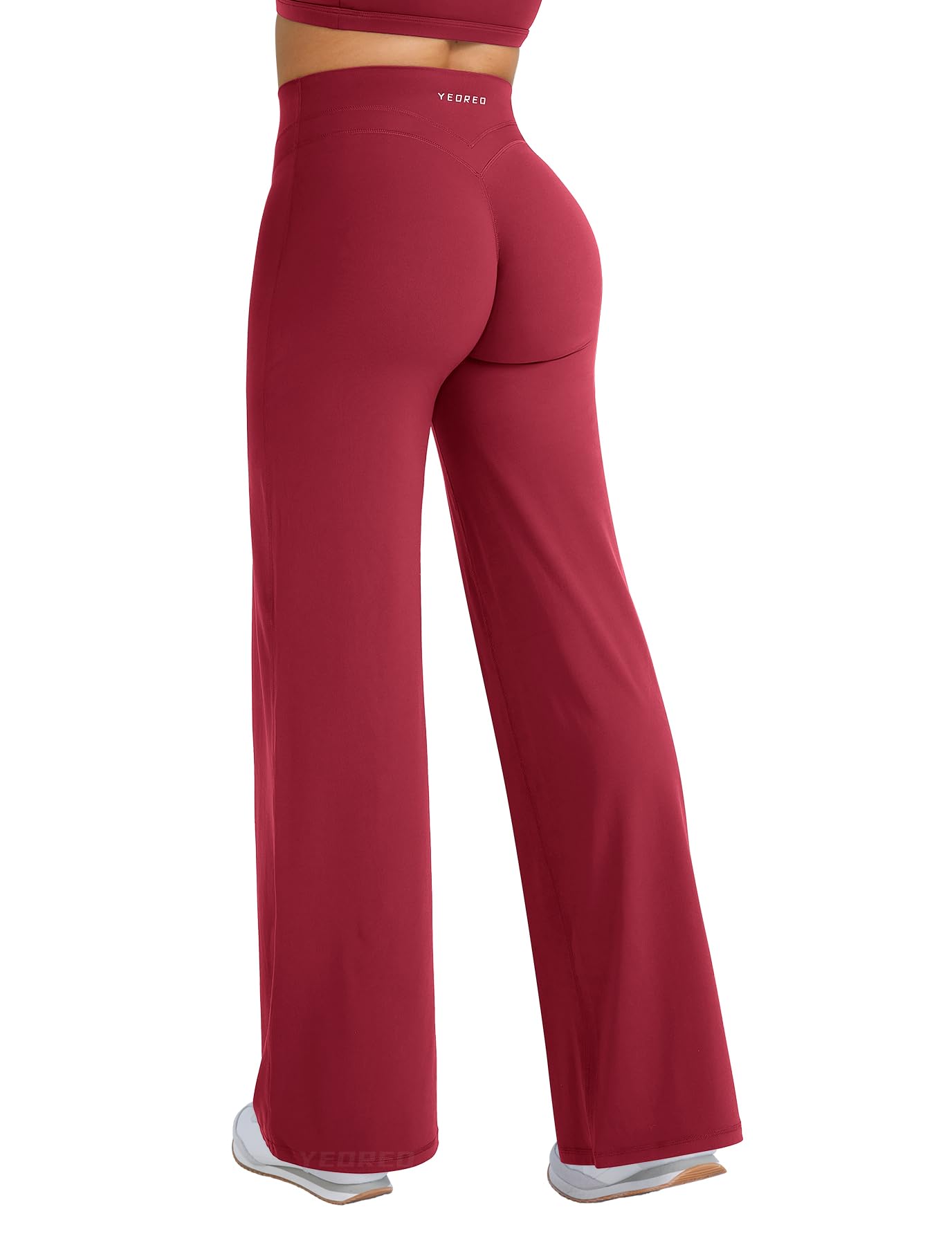 YEOREO Straight Leg Workout Leggings Hidden Scrunch High Waist Gym Pants No Front Seam Wide Leg Yoga Pants
