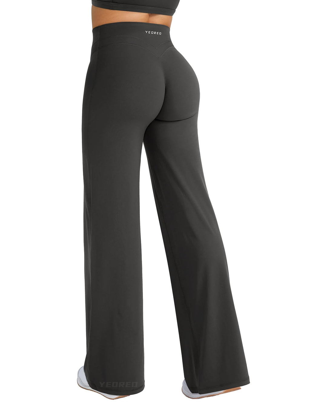 YEOREO Straight Leg Workout Leggings Hidden Scrunch High Waist Gym Pants No Front Seam Wide Leg Yoga Pants