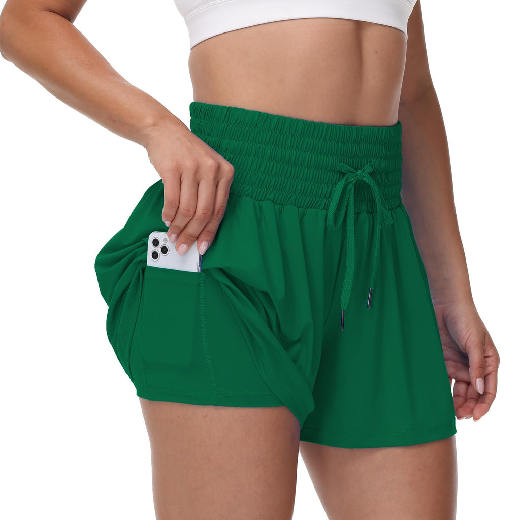 Blaosn Flowy Athletic Shorts for Women Gym Workout Running Short Pants High Waist Skort with Pocket Casual Summer Clothes
