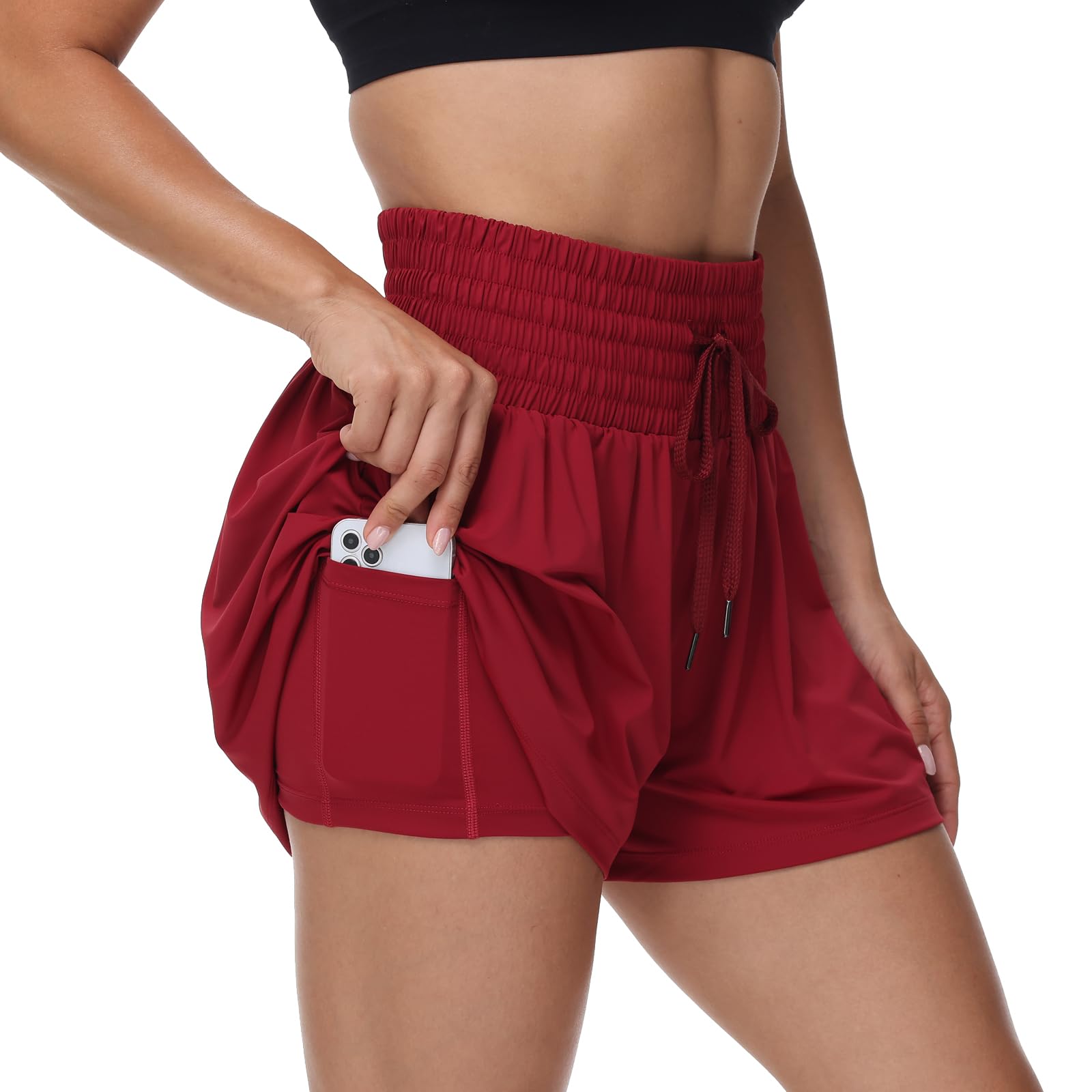 Blaosn Flowy Athletic Shorts for Women Gym Workout Running Short Pants High Waist Skort with Pocket Casual Summer Clothes
