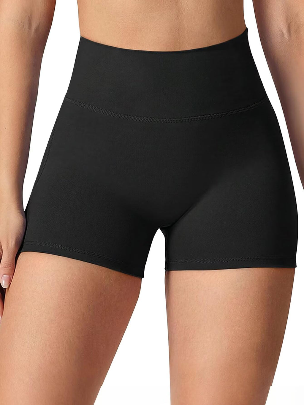Flamingals Biker Shorts with Pockets for Women High Waisted Tummy Control Hidden Scrunch 4.5" Gym Workout Running Yoga Shorts