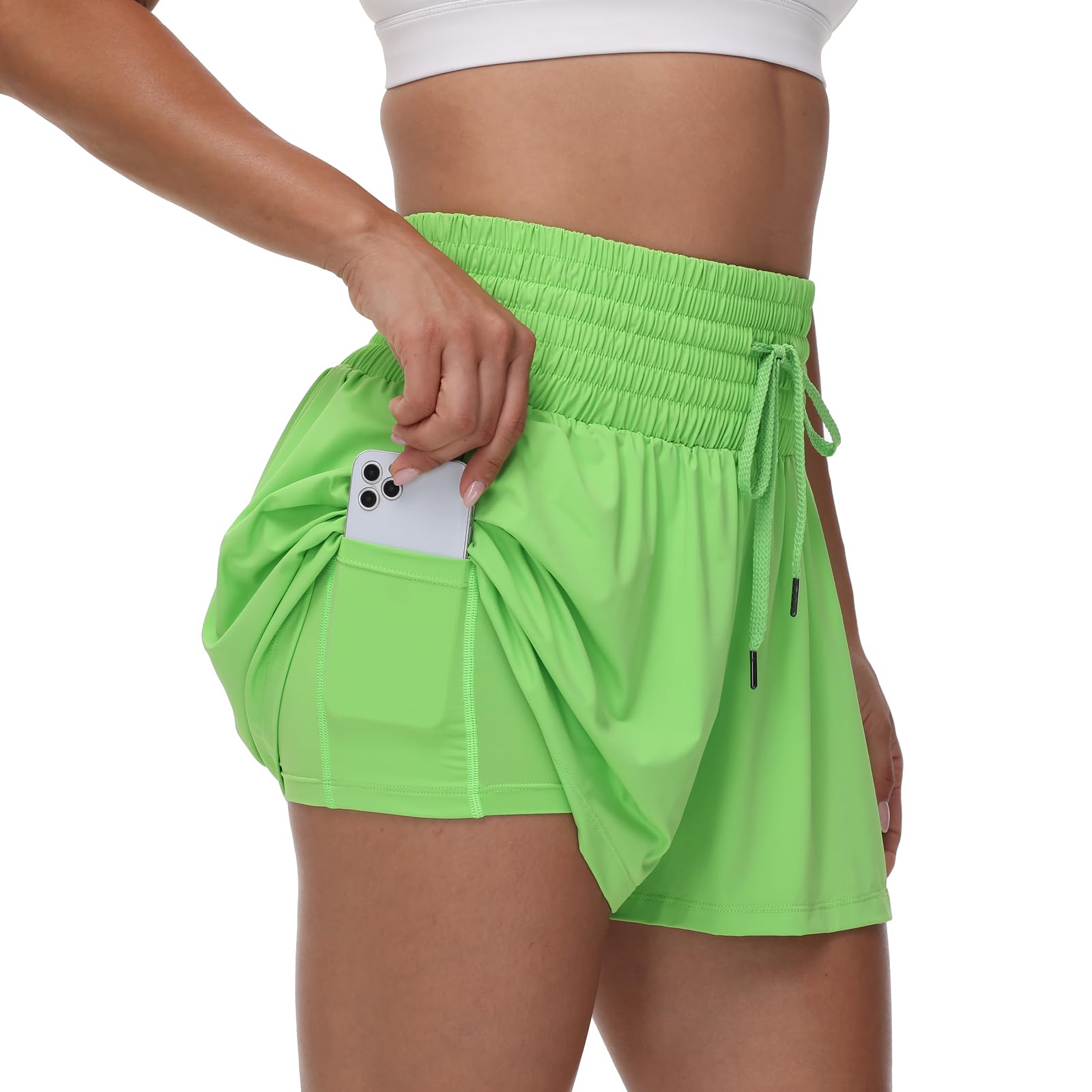 Blaosn Flowy Athletic Shorts for Women Gym Workout Running Short Pants High Waist Skort with Pocket Casual Summer Clothes