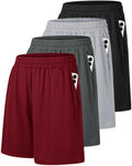 4 Pack Gym Mens Shorts - Basketball Athletic Shorts with Pockets Fitness Clothing Black Workout Quick Dry Shorts