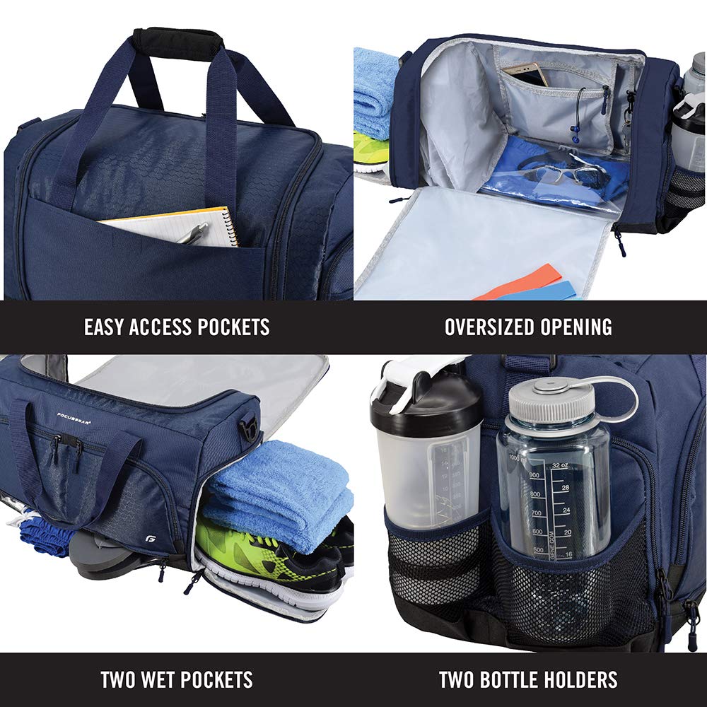 Ultimate Gym Bag 2.0: The Durable Crowdsource Designed Duffel Bag with 10 Optimal Compartments Including Water Resistant Pouch