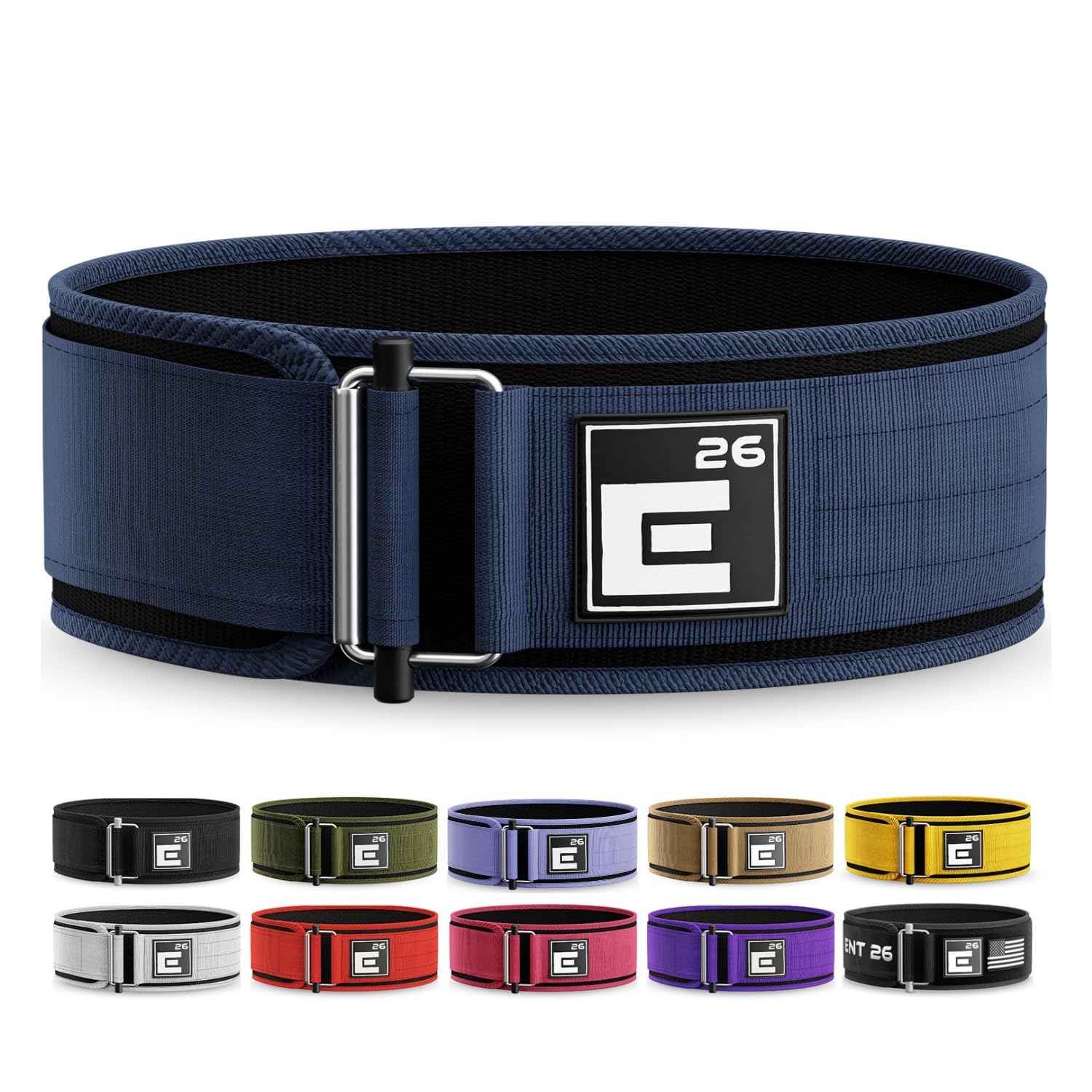 Element 26 Self-Locking Weight Lifting Belt - 4-Inch Nylon Support for Men and Women - Squat and Deadlift - Gym Training