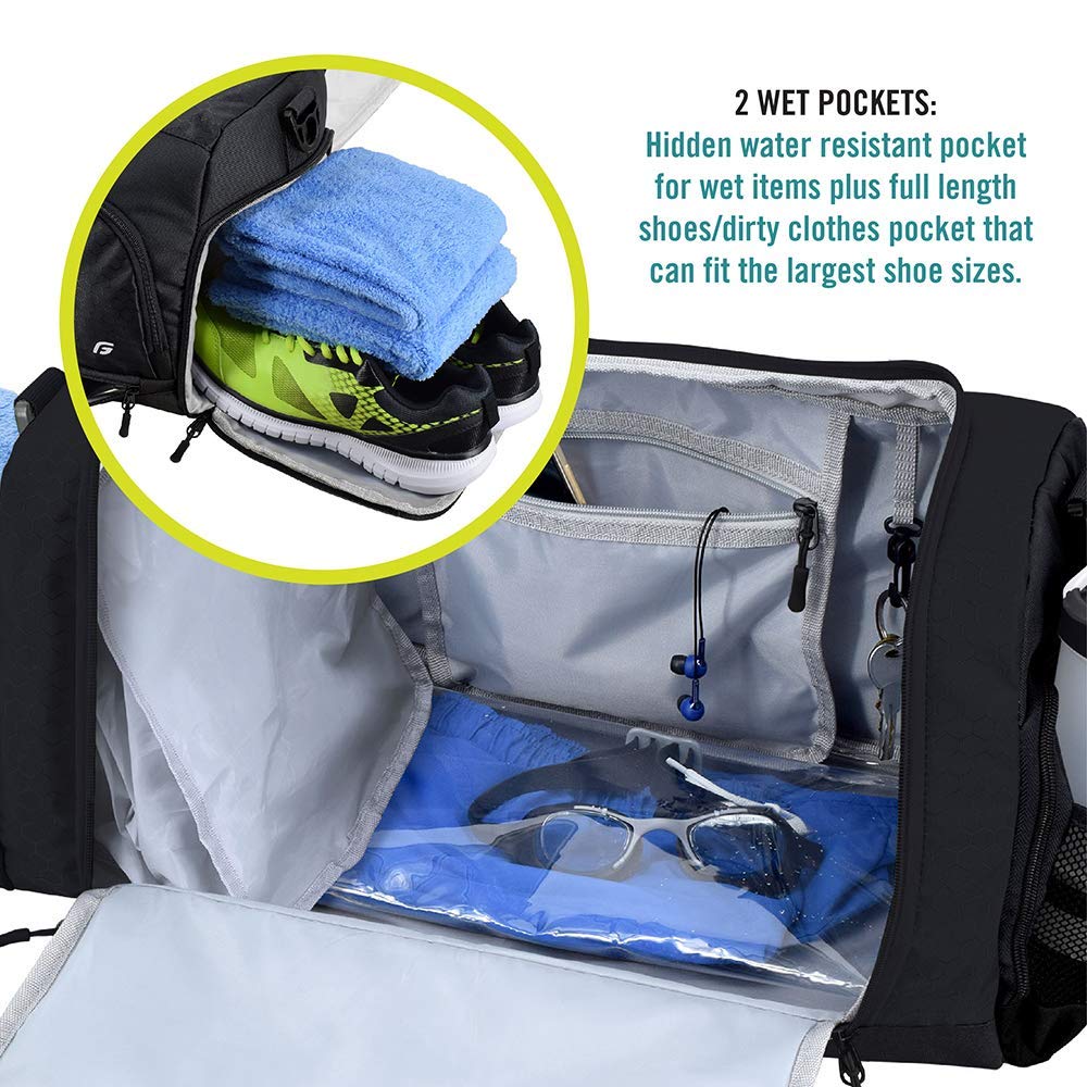 Ultimate Gym Bag 2.0: The Durable Crowdsource Designed Duffel Bag with 10 Optimal Compartments Including Water Resistant Pouch