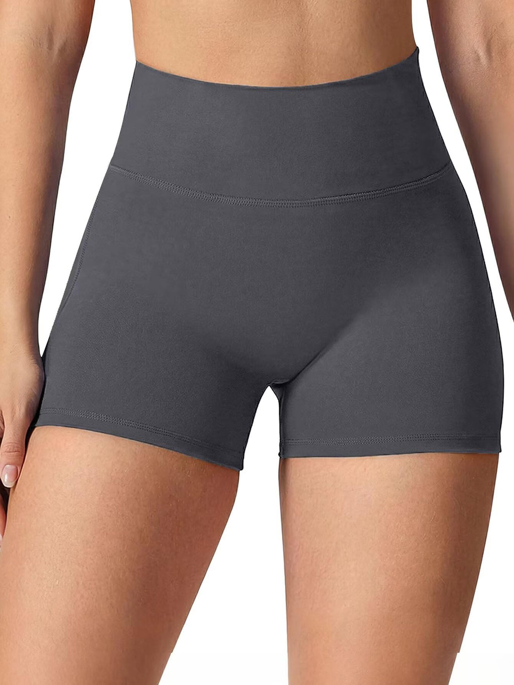 Flamingals Biker Shorts with Pockets for Women High Waisted Tummy Control Hidden Scrunch 4.5" Gym Workout Running Yoga Shorts