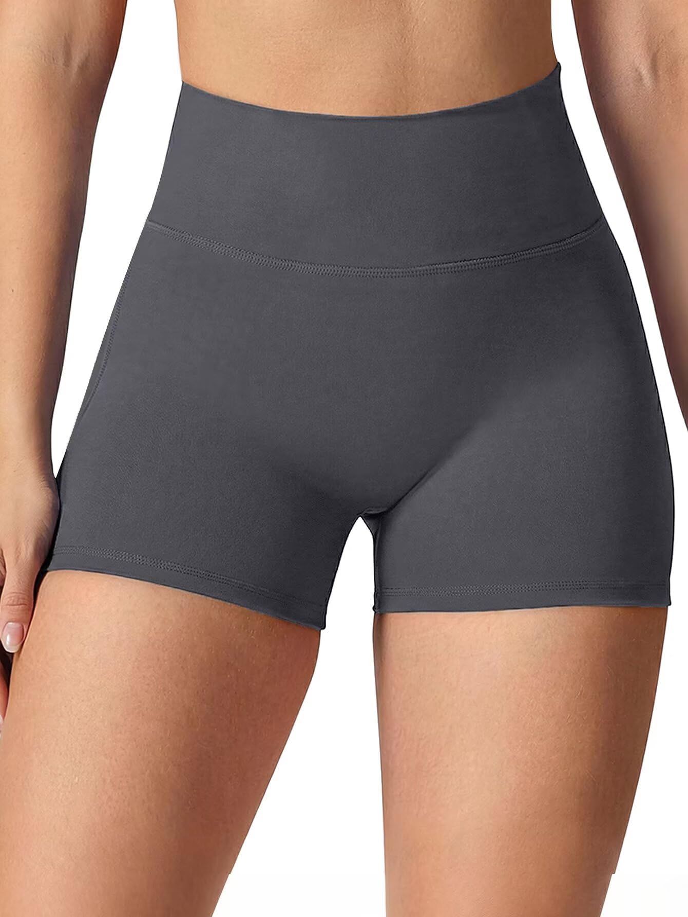 Flamingals Biker Shorts with Pockets for Women High Waisted Tummy Control Hidden Scrunch 4.5" Gym Workout Running Yoga Shorts