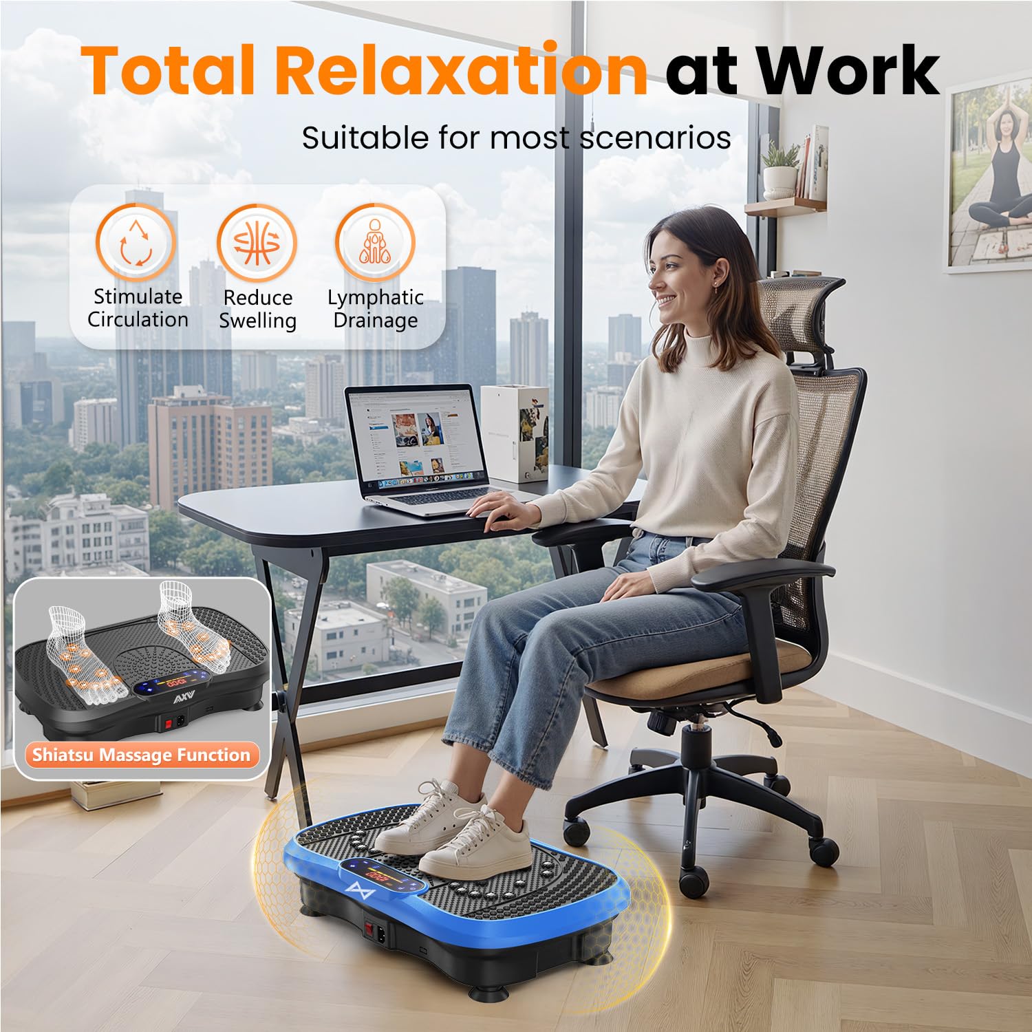 AXV Vibration Plate Fitness Platform Exercise Machine Vibrating Shaking Full Body Shaker Workout Vibrate Stand Shake Board Sport for Weight Loss Fat Burner for Gym Home Office