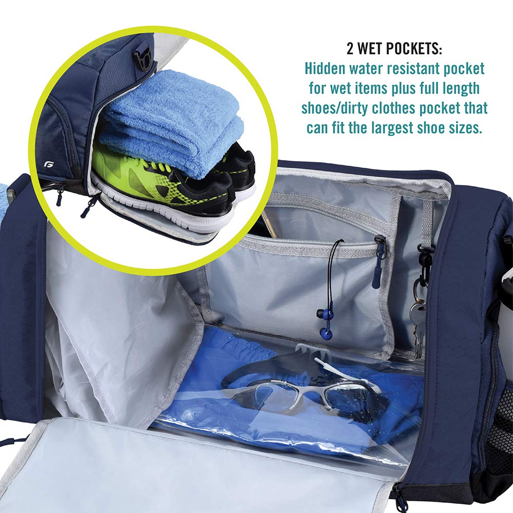Ultimate Gym Bag 2.0: The Durable Crowdsource Designed Duffel Bag with 10 Optimal Compartments Including Water Resistant Pouch