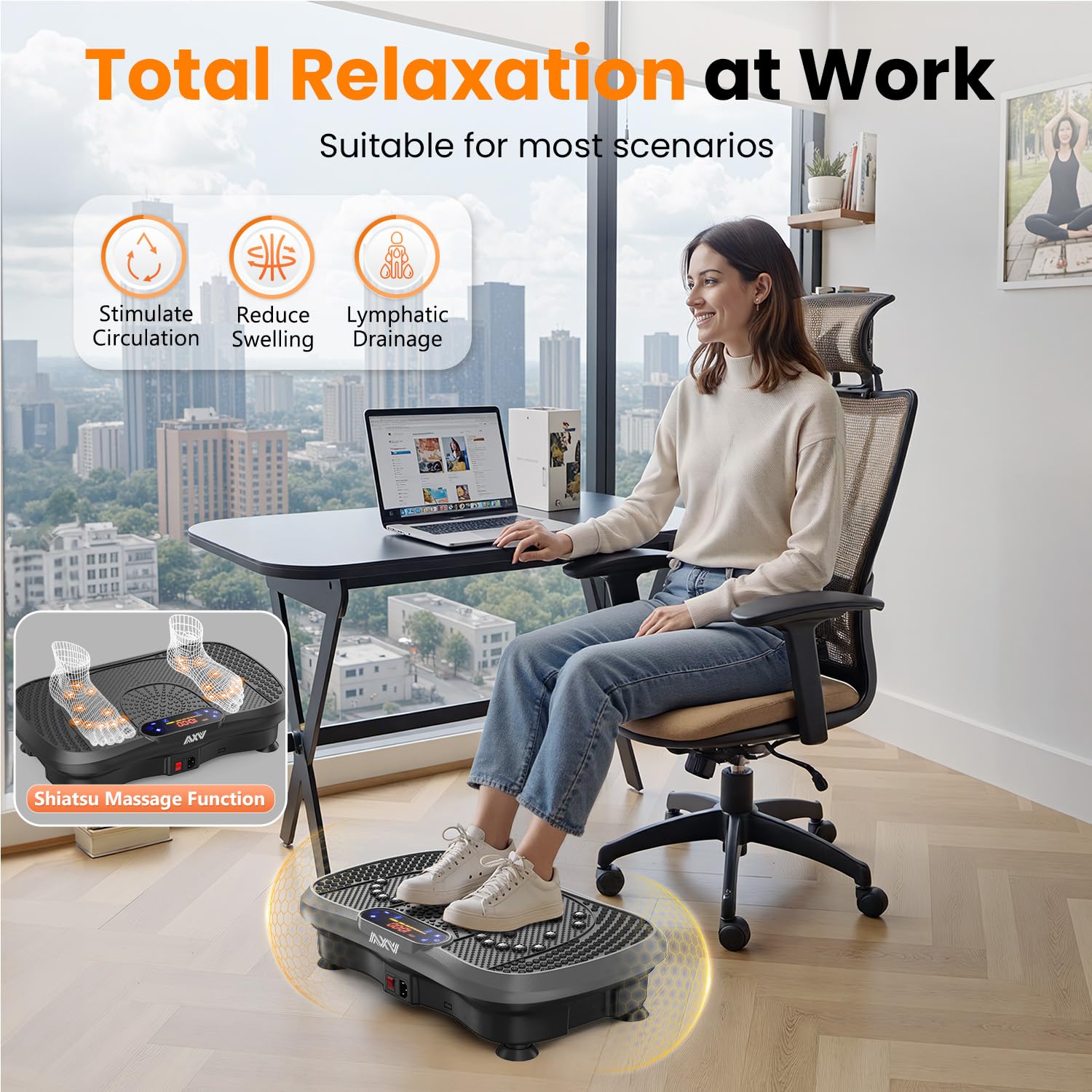 AXV Vibration Plate Fitness Platform Exercise Machine Vibrating Shaking Full Body Shaker Workout Vibrate Stand Shake Board Sport for Weight Loss Fat Burner for Gym Home Office