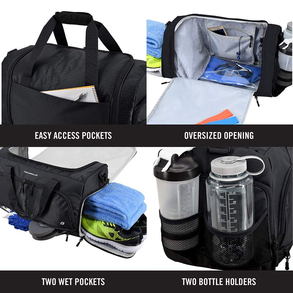 Ultimate Gym Bag 2.0: The Durable Crowdsource Designed Duffel Bag with 10 Optimal Compartments Including Water Resistant Pouch