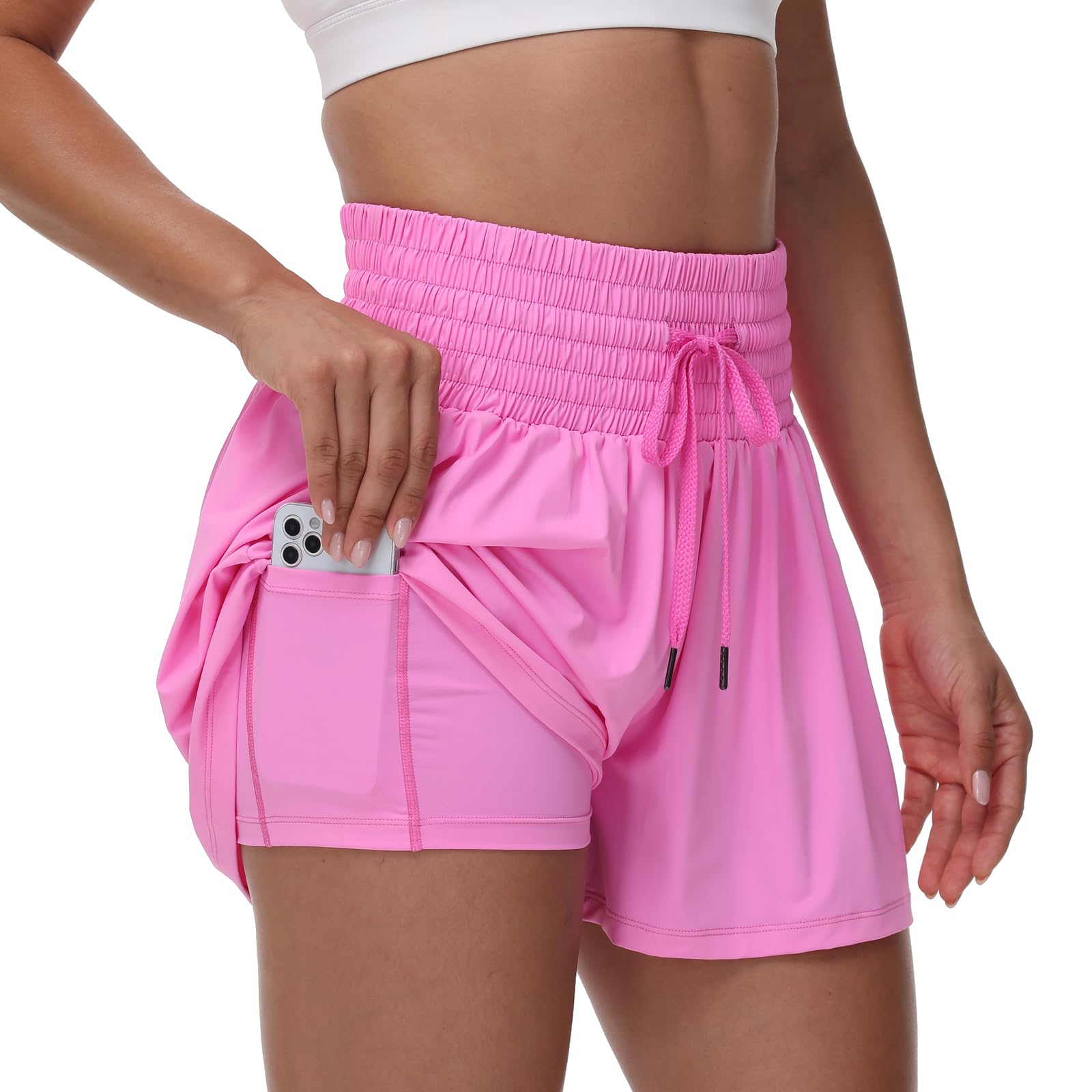 Blaosn Flowy Athletic Shorts for Women Gym Workout Running Short Pants High Waist Skort with Pocket Casual Summer Clothes