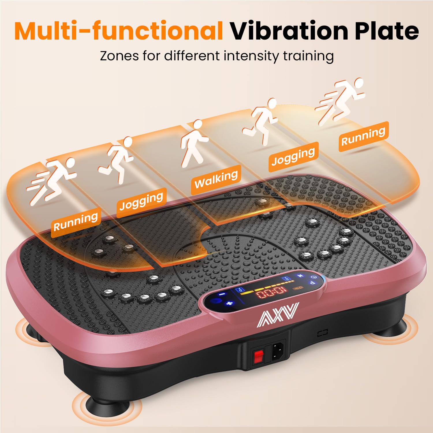 AXV Vibration Plate Fitness Platform Exercise Machine Vibrating Shaking Full Body Shaker Workout Vibrate Stand Shake Board Sport for Weight Loss Fat Burner for Gym Home Office