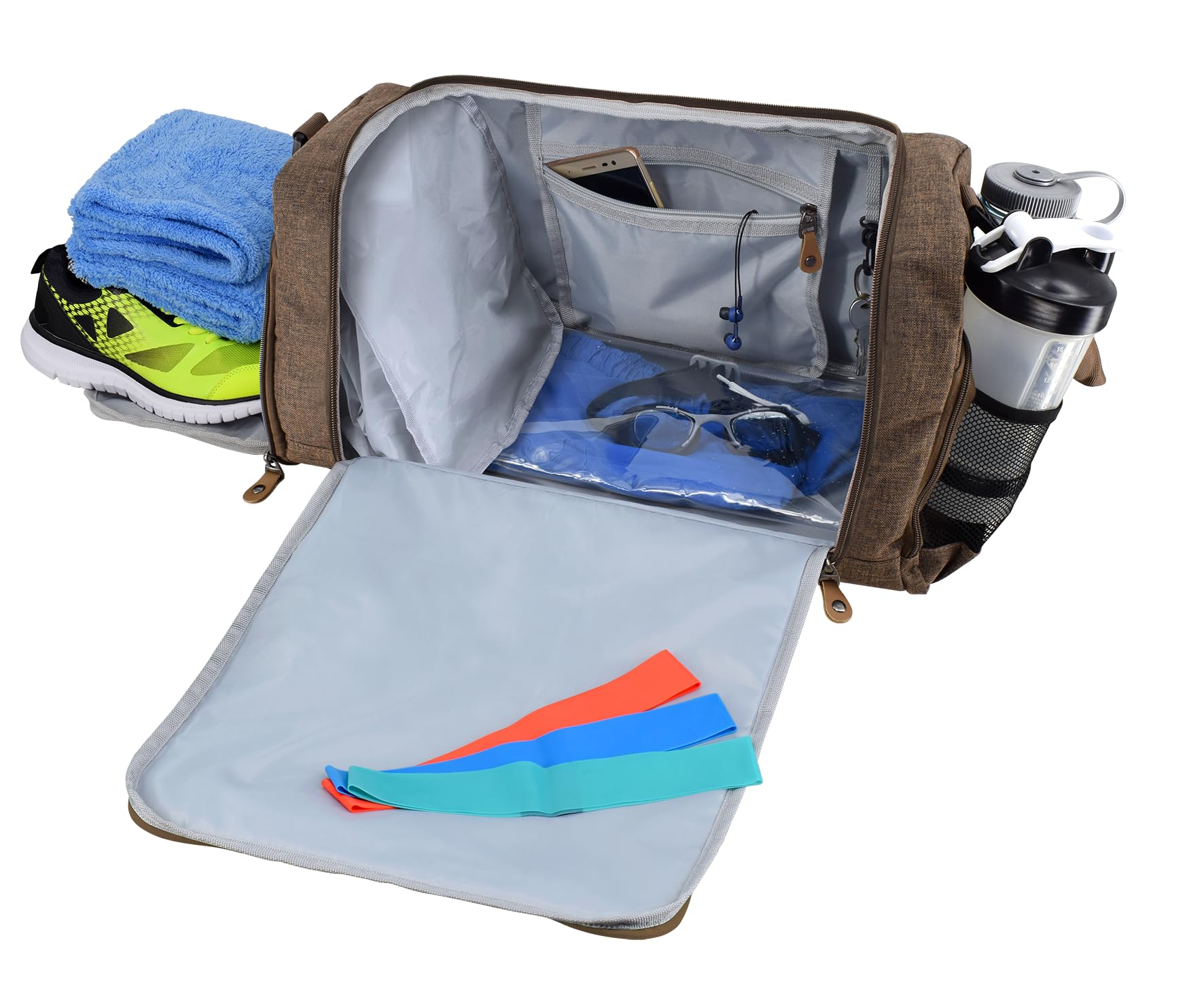 Ultimate Gym Bag 2.0: The Durable Crowdsource Designed Duffel Bag with 10 Optimal Compartments Including Water Resistant Pouch