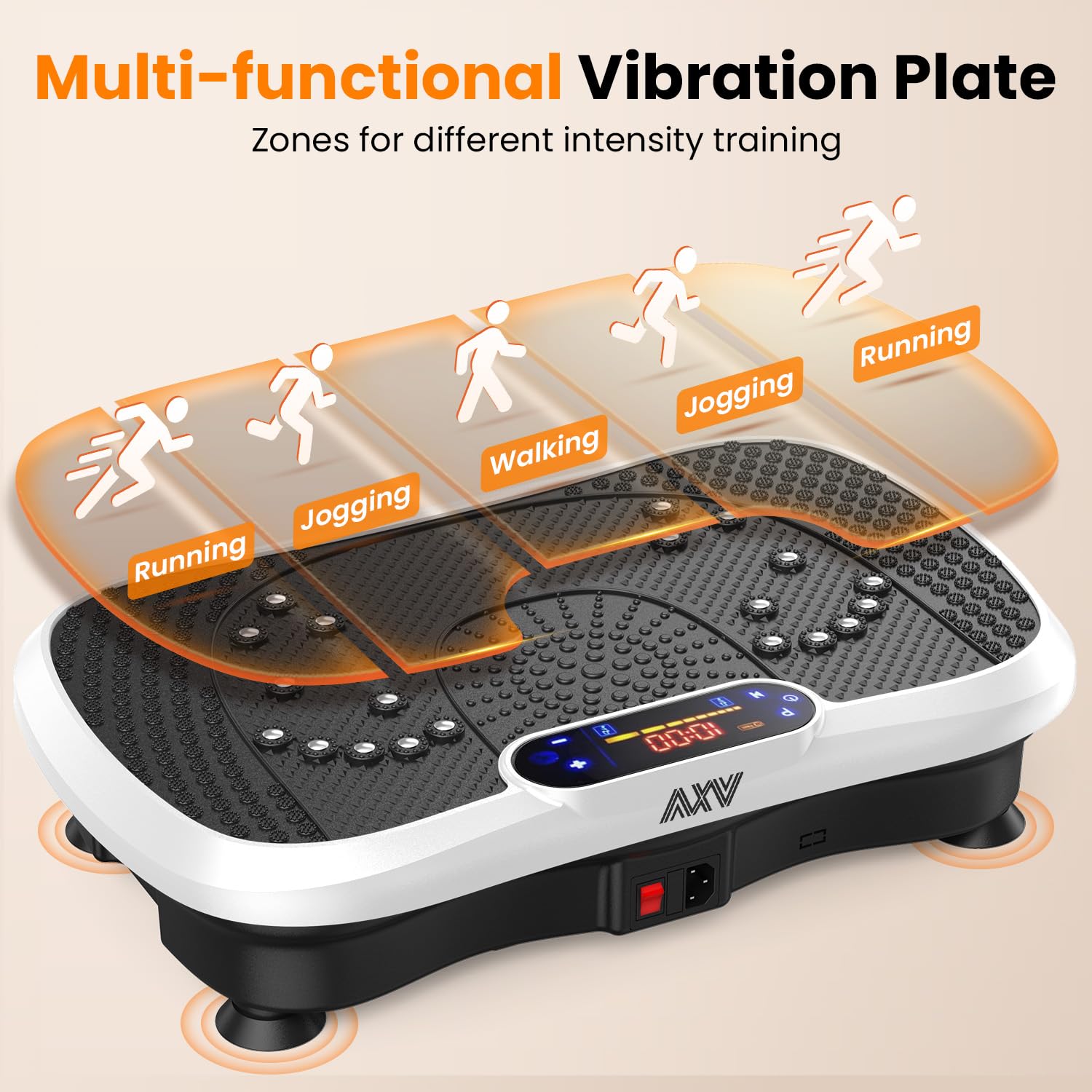 AXV Vibration Plate Fitness Platform Exercise Machine Vibrating Shaking Full Body Shaker Workout Vibrate Stand Shake Board Sport for Weight Loss Fat Burner for Gym Home Office