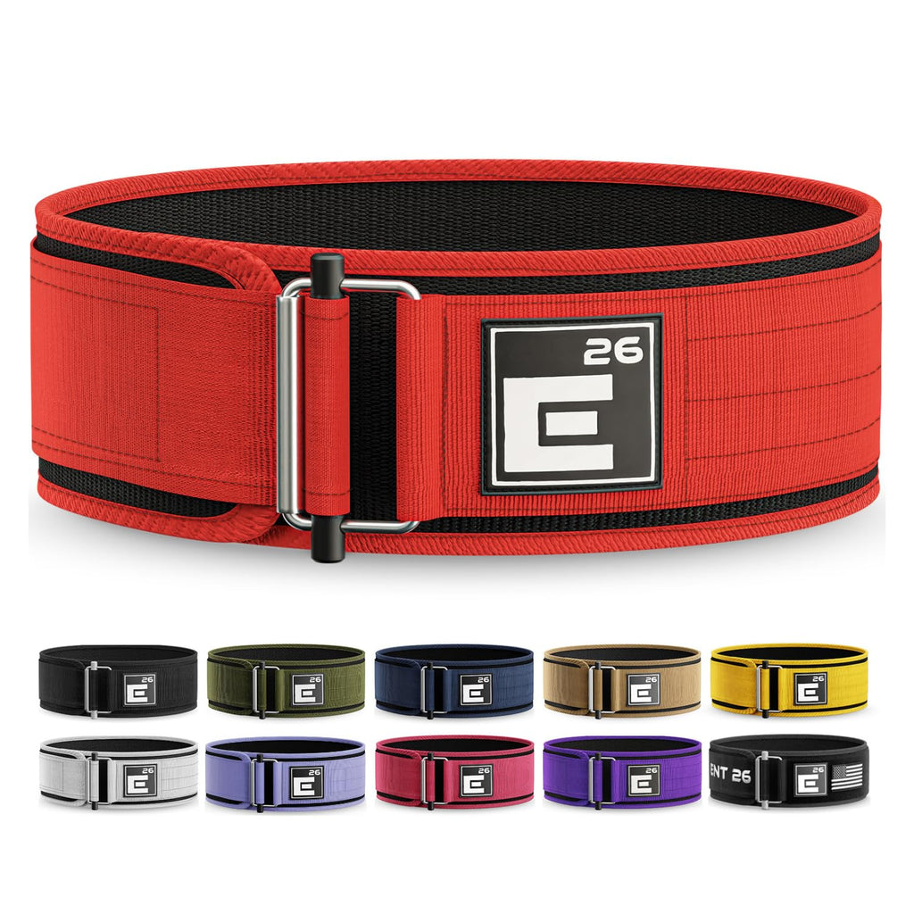 Element 26 Self-Locking Weight Lifting Belt - 4-Inch Nylon Support for Men and Women - Squat and Deadlift - Gym Training