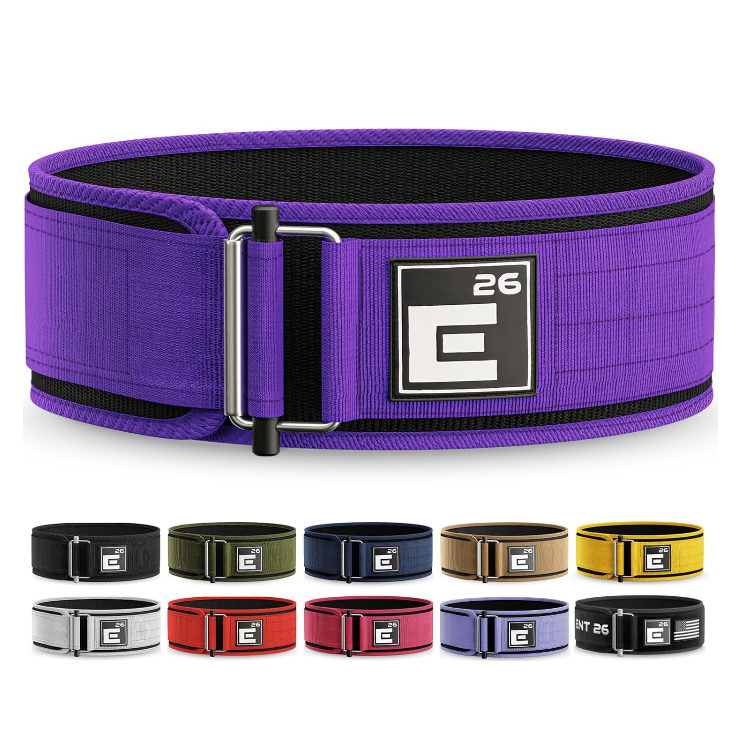 Element 26 Self-Locking Weight Lifting Belt - 4-Inch Nylon Support for Men and Women - Squat and Deadlift - Gym Training