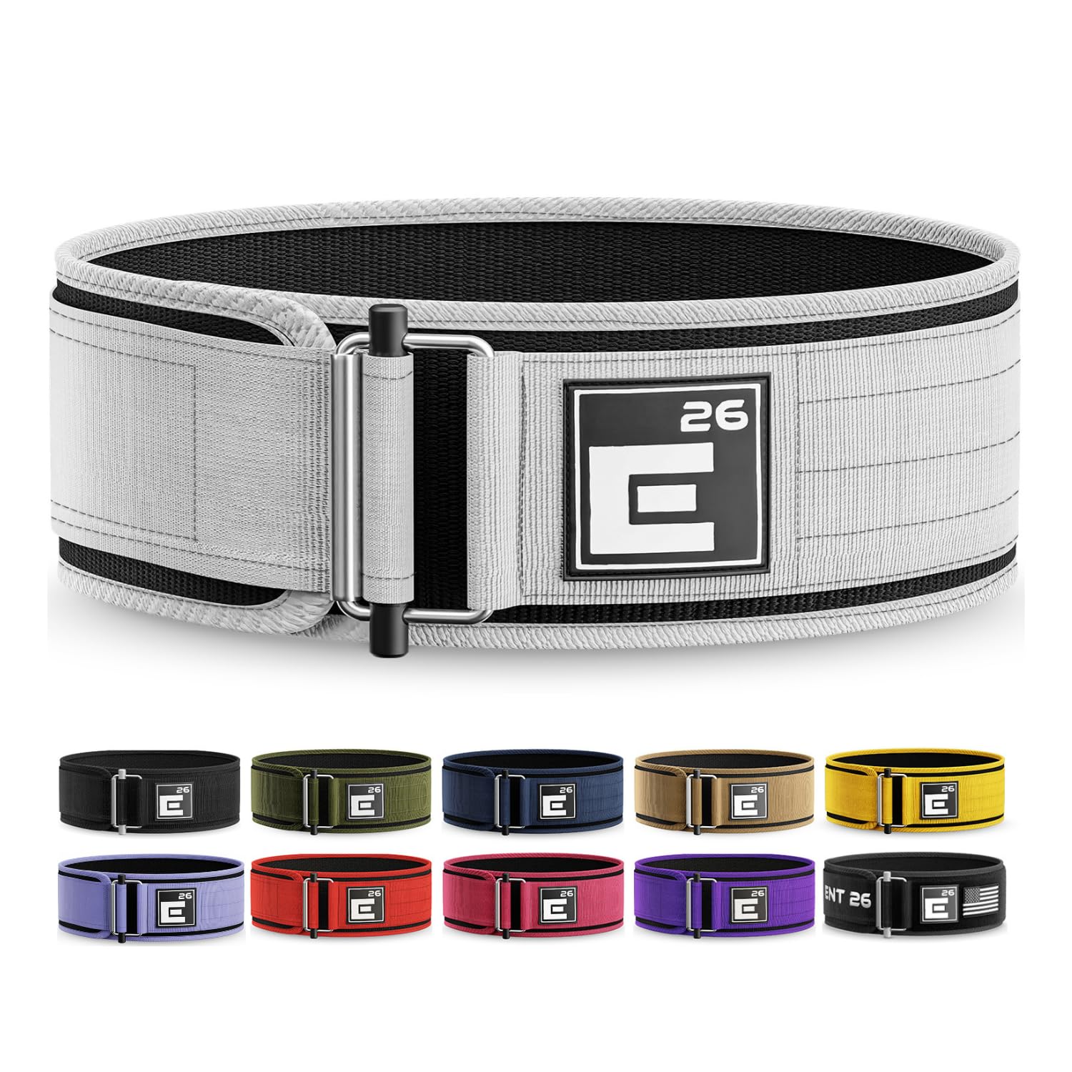 Element 26 Self-Locking Weight Lifting Belt - 4-Inch Nylon Support for Men and Women - Squat and Deadlift - Gym Training