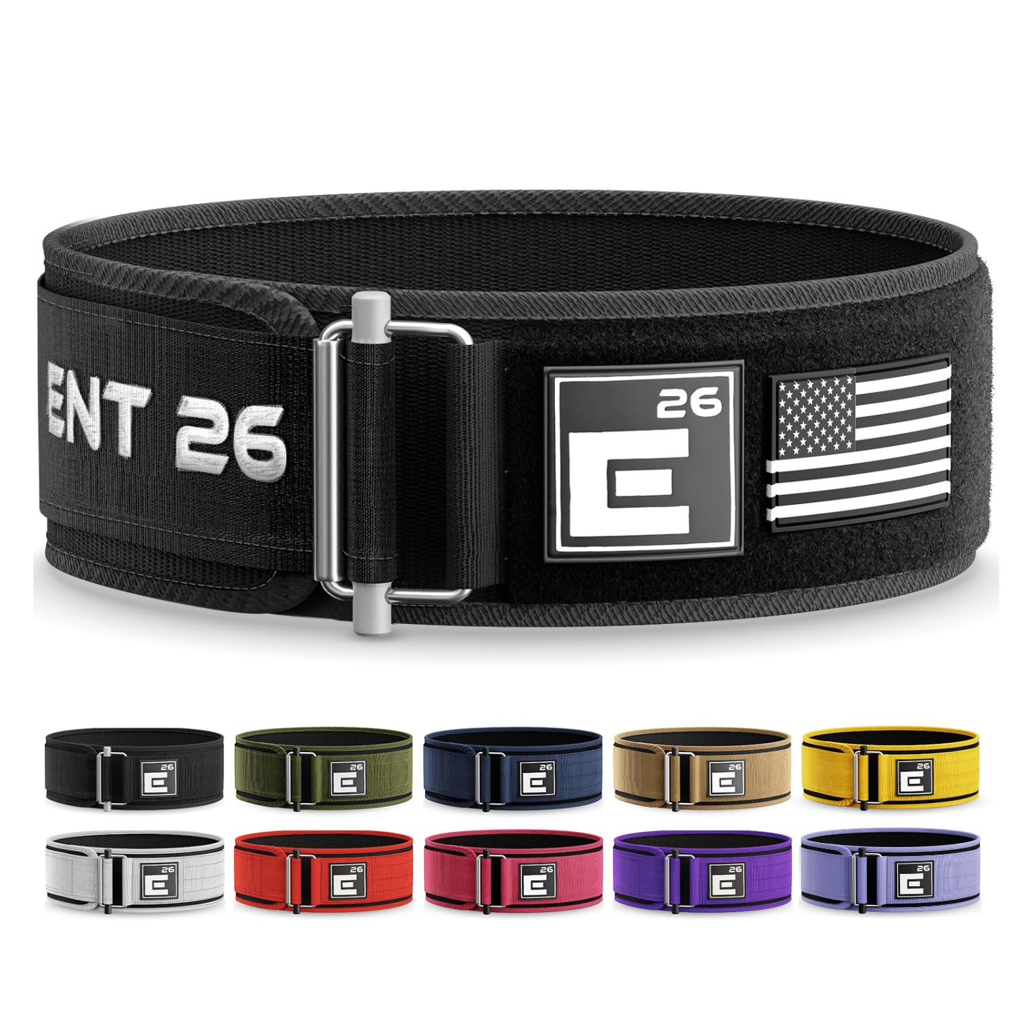 Element 26 Self-Locking Weight Lifting Belt - 4-Inch Nylon Support for Men and Women - Squat and Deadlift - Gym Training