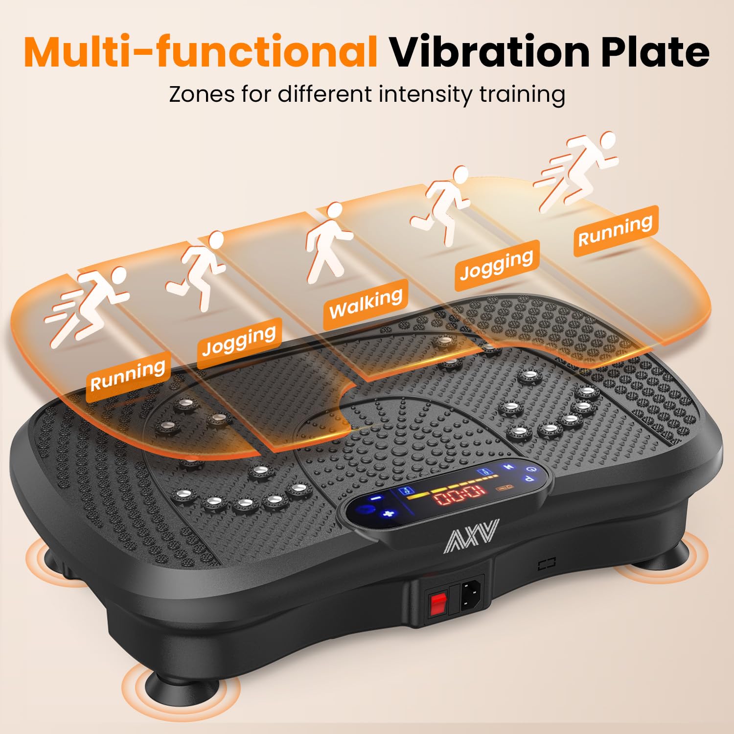 AXV Vibration Plate Fitness Platform Exercise Machine Vibrating Shaking Full Body Shaker Workout Vibrate Stand Shake Board Sport for Weight Loss Fat Burner for Gym Home Office