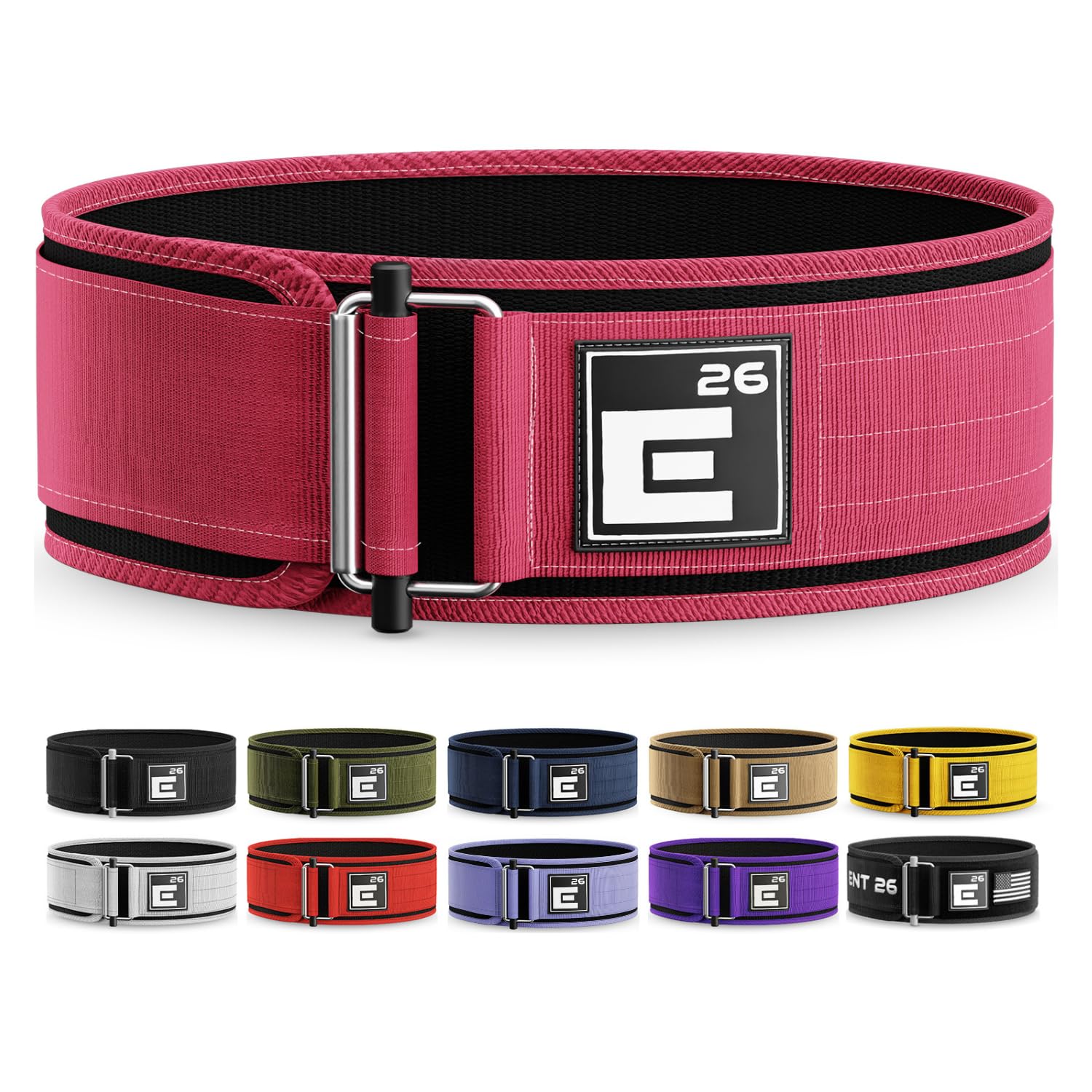 Element 26 Self-Locking Weight Lifting Belt - 4-Inch Nylon Support for Men and Women - Squat and Deadlift - Gym Training