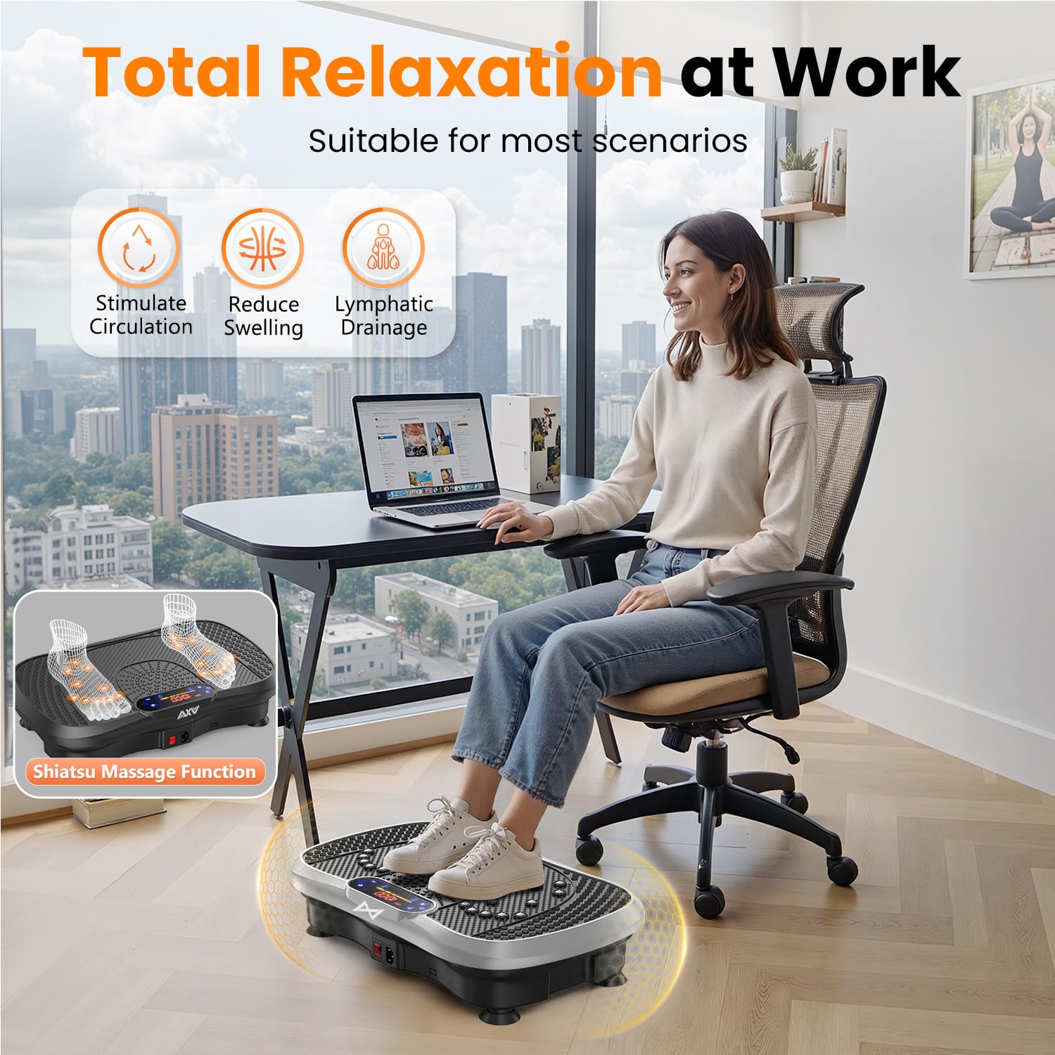 AXV Vibration Plate Fitness Platform Exercise Machine Vibrating Shaking Full Body Shaker Workout Vibrate Stand Shake Board Sport for Weight Loss Fat Burner for Gym Home Office