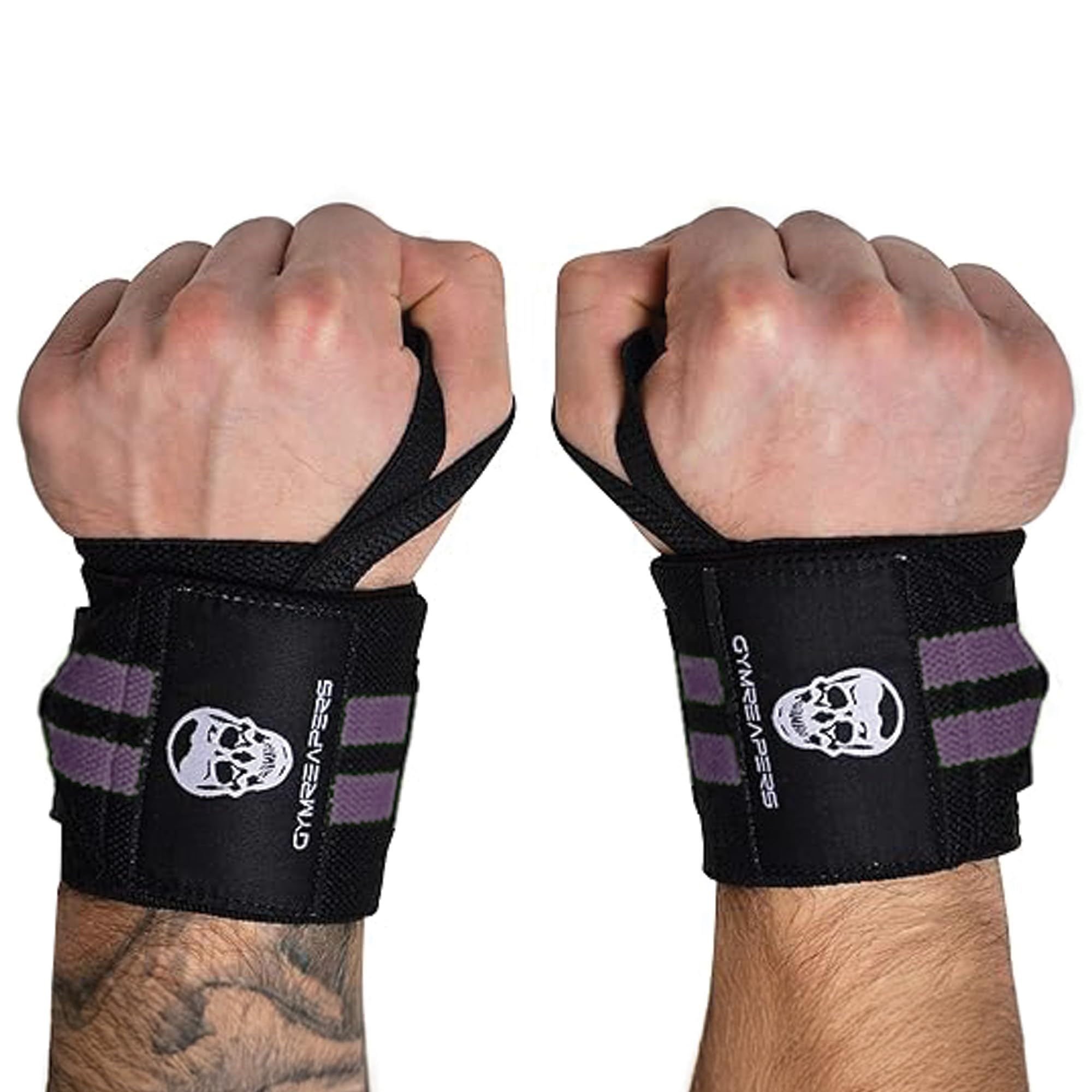 Gymreapers Weightlifting Wrist Wraps (IPF Approved) Professional Quality Wrist Support with Heavy Duty Thumb Loop - Best Wrap for Powerlifting Competition, Strength Training, Bodybuilding
