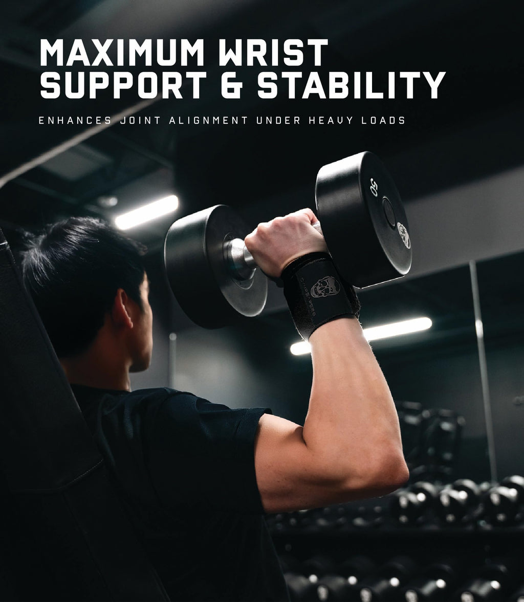 Gymreapers Weightlifting Wrist Wraps (IPF Approved) Professional Quality Wrist Support with Heavy Duty Thumb Loop - Best Wrap for Powerlifting Competition, Strength Training, Bodybuilding