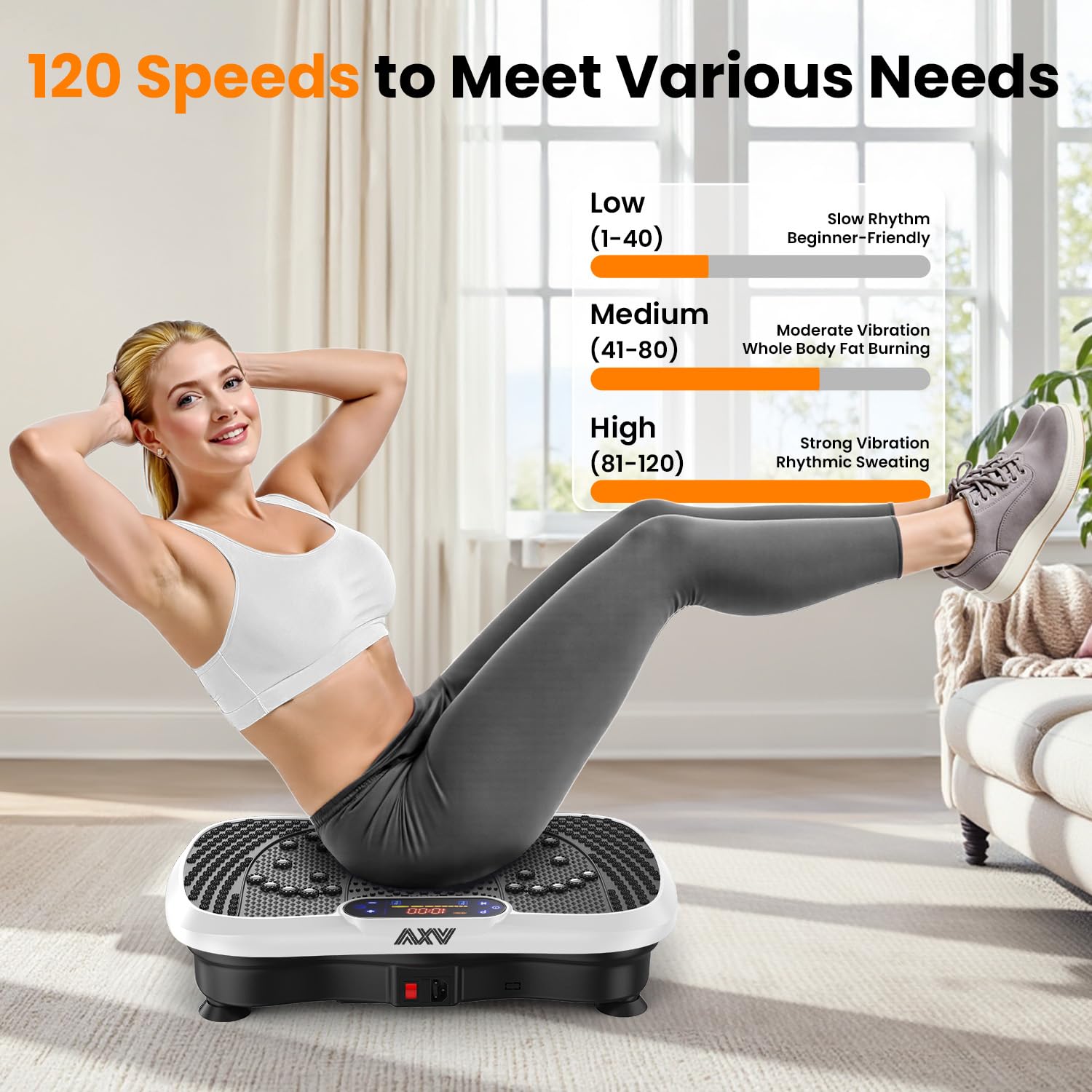 AXV Vibration Plate Fitness Platform Exercise Machine Vibrating Shaking Full Body Shaker Workout Vibrate Stand Shake Board Sport for Weight Loss Fat Burner for Gym Home Office