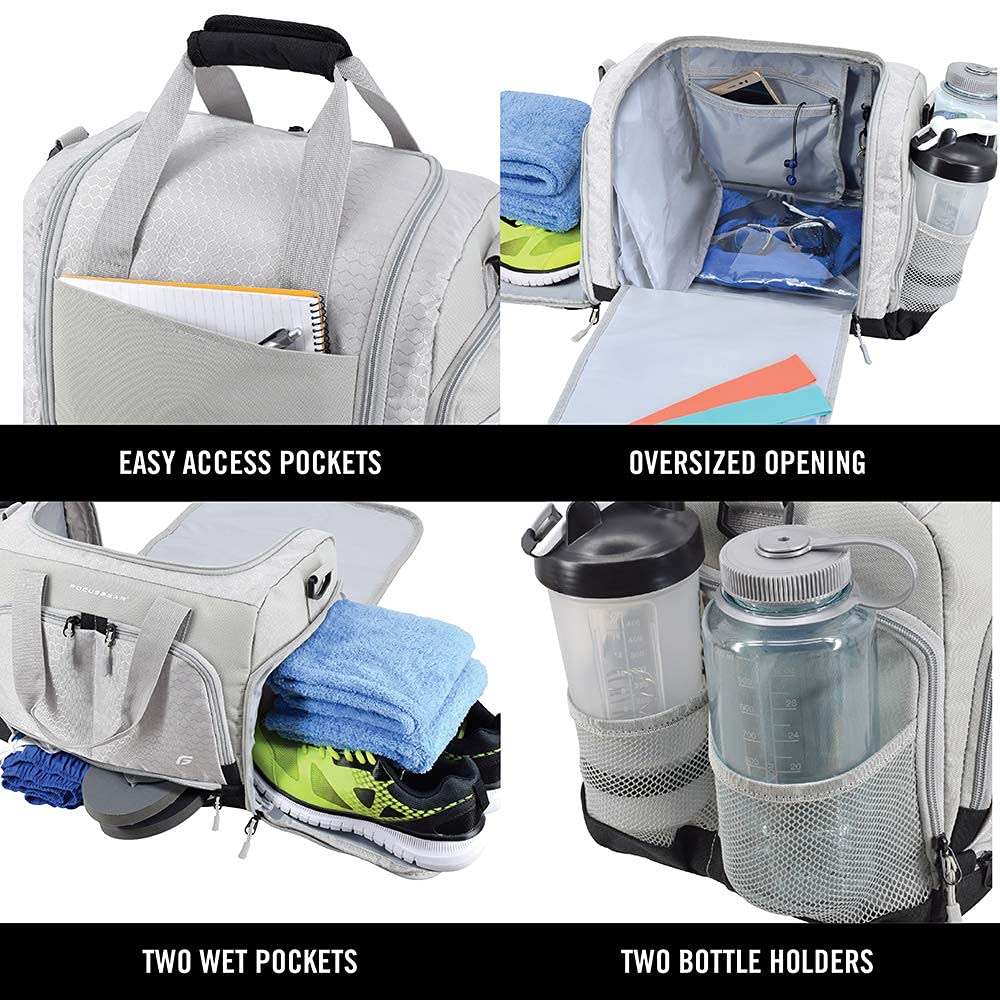 Ultimate Gym Bag 2.0: The Durable Crowdsource Designed Duffel Bag with 10 Optimal Compartments Including Water Resistant Pouch