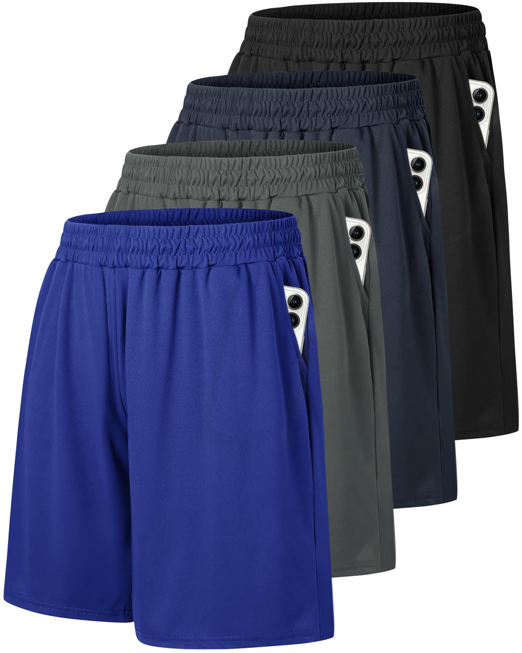 4 Pack Gym Mens Shorts - Basketball Athletic Shorts with Pockets Fitness Clothing Black Workout Quick Dry Shorts