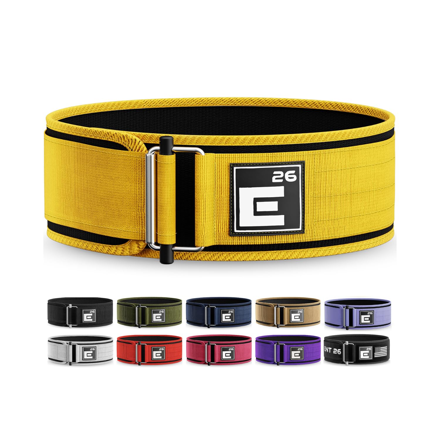 Element 26 Self-Locking Weight Lifting Belt - 4-Inch Nylon Support for Men and Women - Squat and Deadlift - Gym Training
