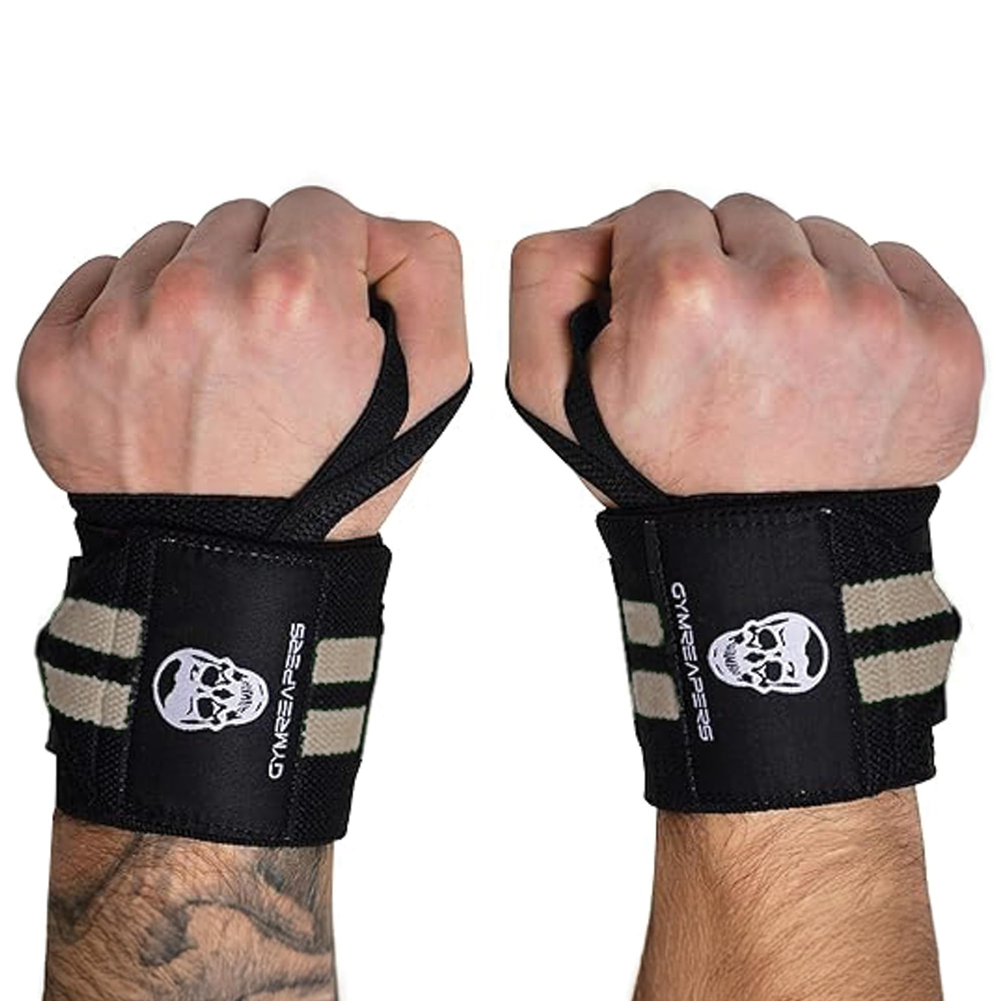Gymreapers Weightlifting Wrist Wraps (IPF Approved) Professional Quality Wrist Support with Heavy Duty Thumb Loop - Best Wrap for Powerlifting Competition, Strength Training, Bodybuilding