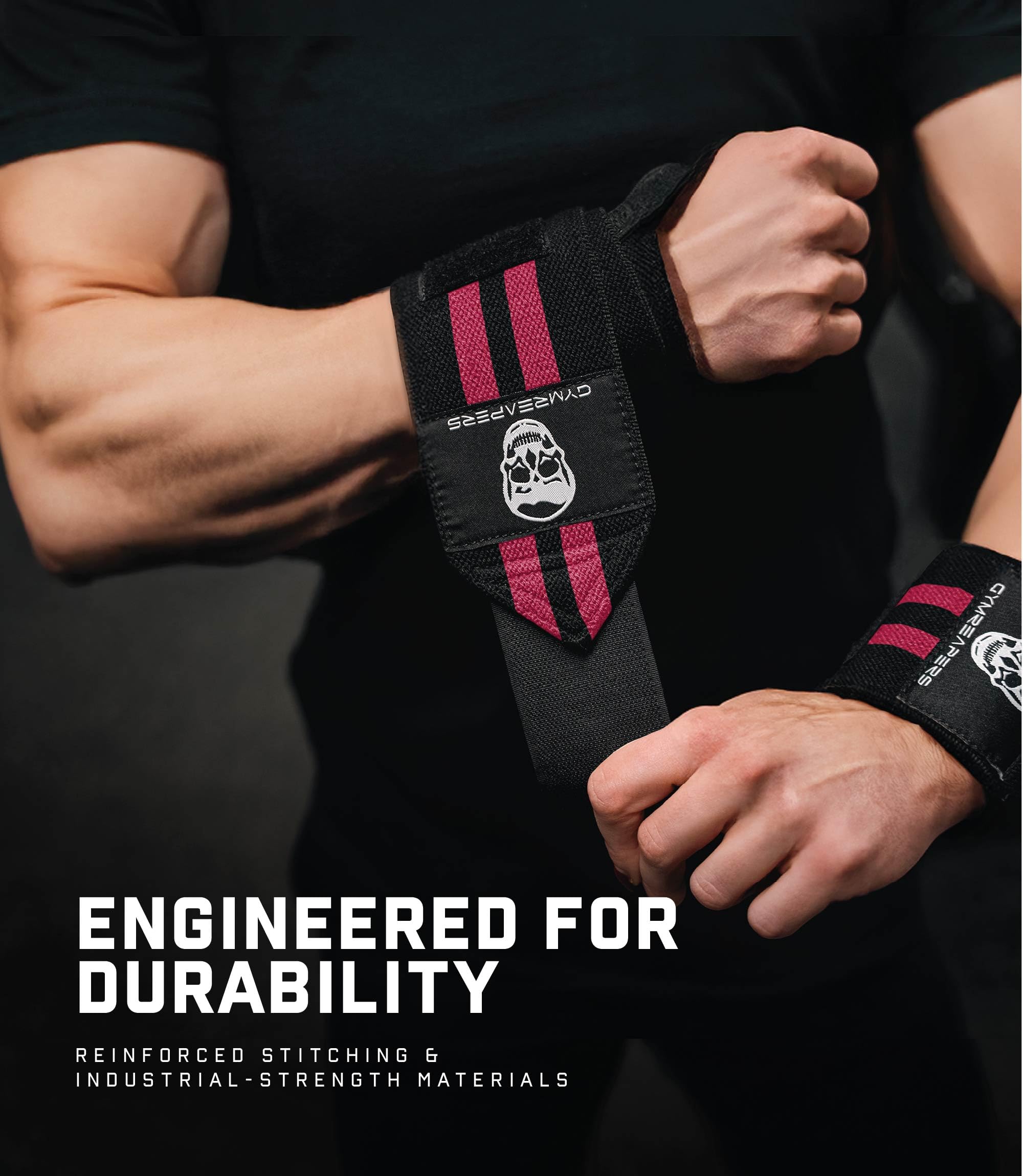 Gymreapers Weightlifting Wrist Wraps (IPF Approved) Professional Quality Wrist Support with Heavy Duty Thumb Loop - Best Wrap for Powerlifting Competition, Strength Training, Bodybuilding