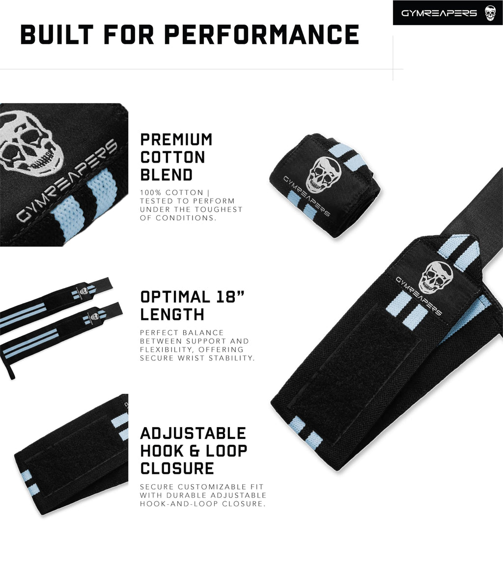 Gymreapers Weightlifting Wrist Wraps (IPF Approved) Professional Quality Wrist Support with Heavy Duty Thumb Loop - Best Wrap for Powerlifting Competition, Strength Training, Bodybuilding