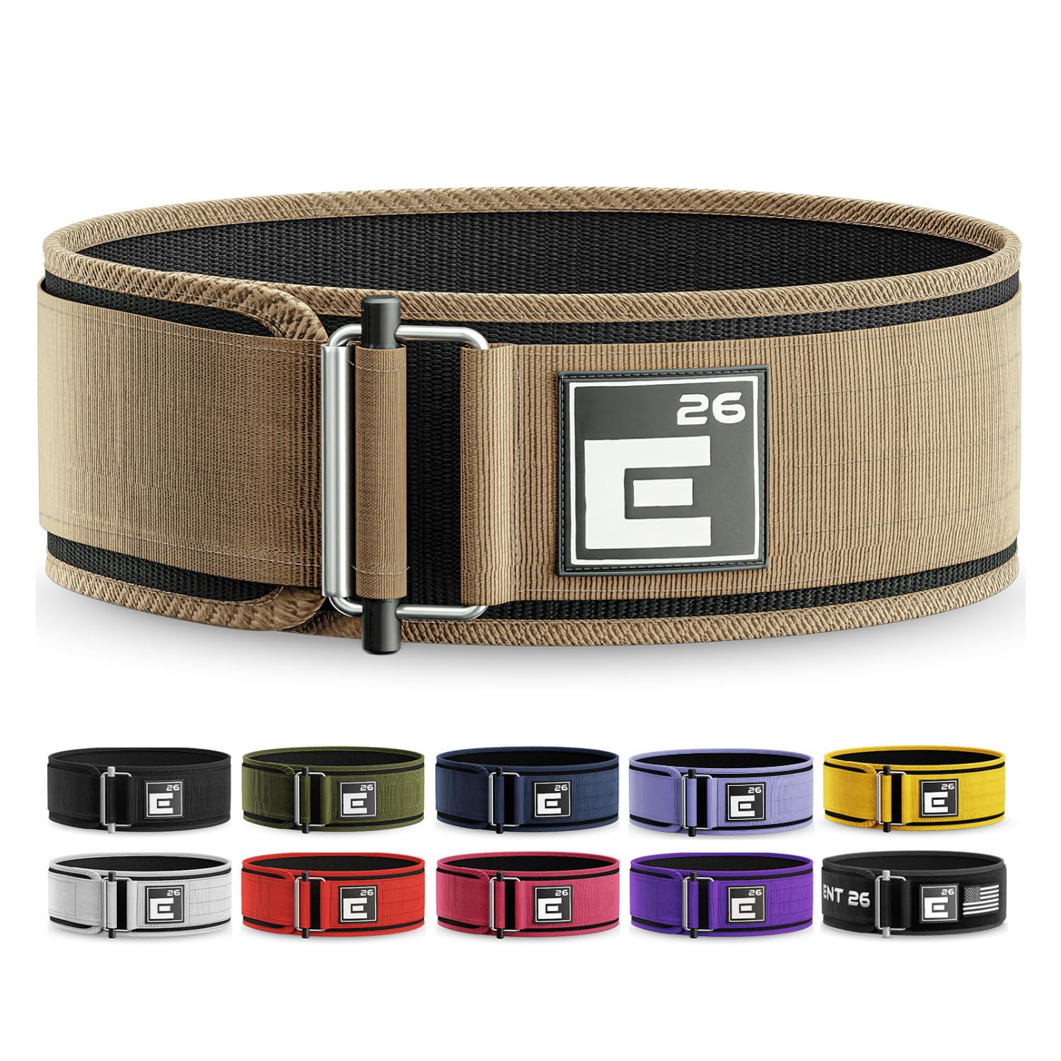 Element 26 Self-Locking Weight Lifting Belt - 4-Inch Nylon Support for Men and Women - Squat and Deadlift - Gym Training