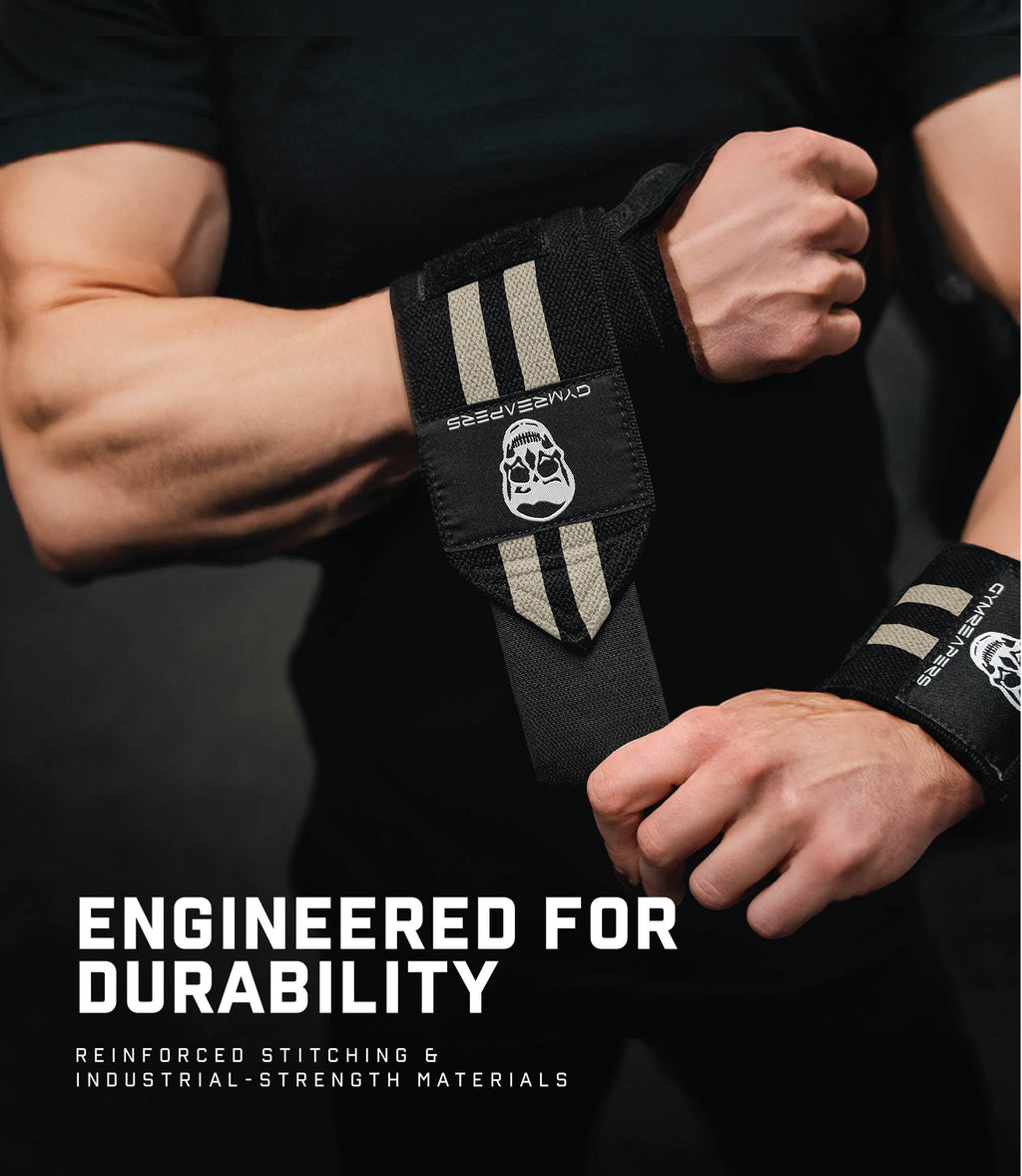 Gymreapers Weightlifting Wrist Wraps (IPF Approved) Professional Quality Wrist Support with Heavy Duty Thumb Loop - Best Wrap for Powerlifting Competition, Strength Training, Bodybuilding