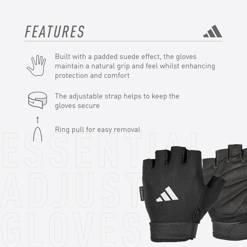 adidas Essential Training & Weightlifting Gloves, Fingerless Workout Gloves