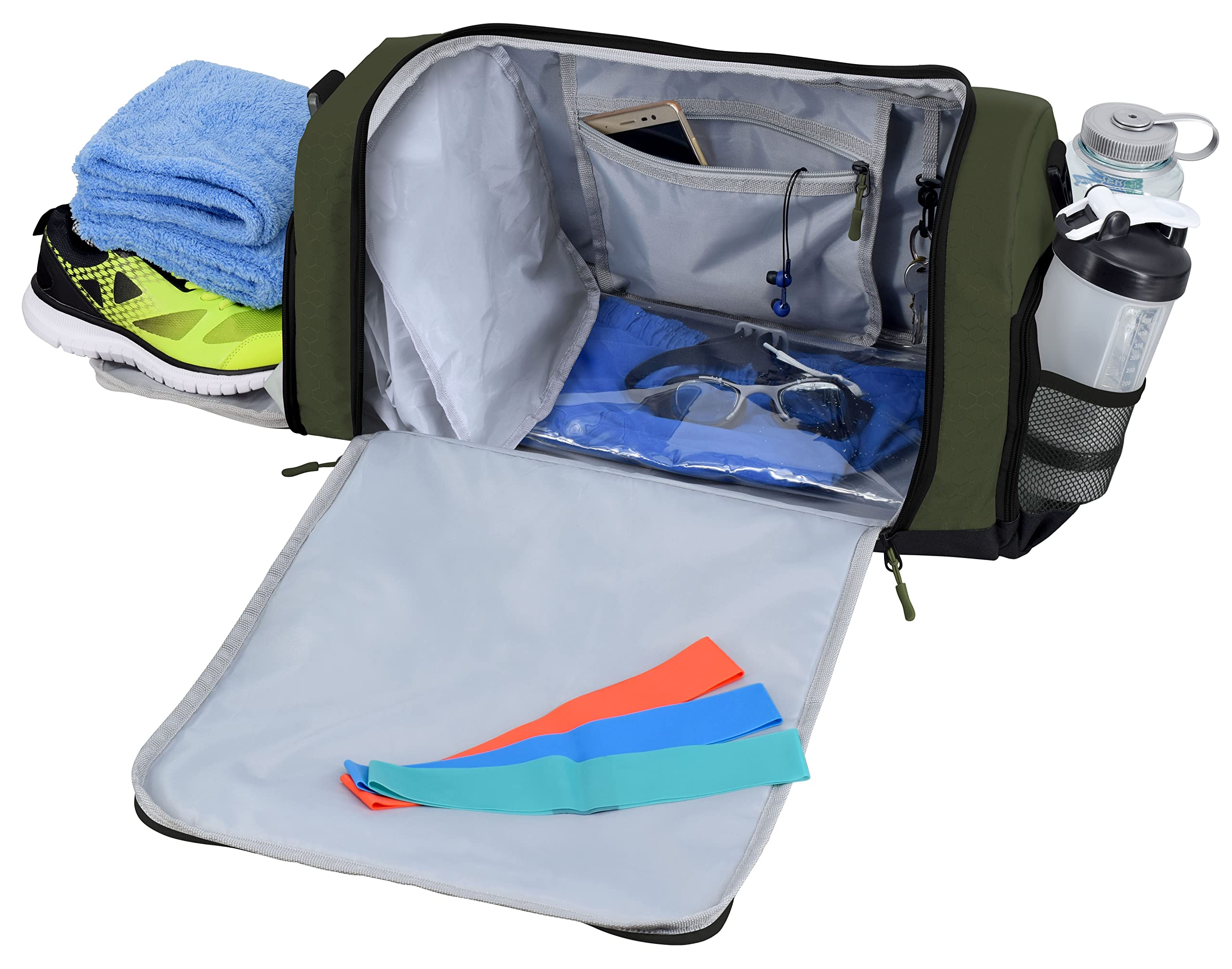 Ultimate Gym Bag 2.0: The Durable Crowdsource Designed Duffel Bag with 10 Optimal Compartments Including Water Resistant Pouch