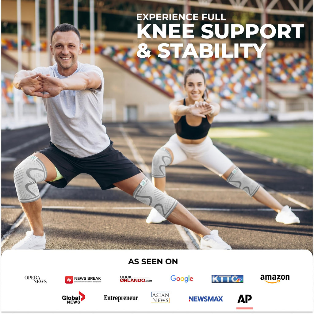 Modvel Compression Knee Brace for Women & Men, 2-Pack Knee Brace for Running Knee Pain, Knee Support Compression Sleeve, Workout Sports Knee Braces for Meniscus Tear, ACL & Arthritis Pain Relief
