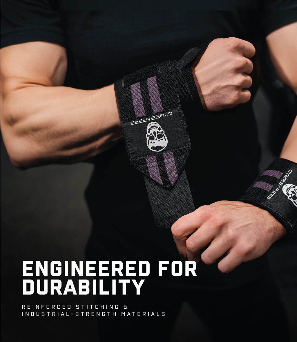 Gymreapers Weightlifting Wrist Wraps (IPF Approved) Professional Quality Wrist Support with Heavy Duty Thumb Loop - Best Wrap for Powerlifting Competition, Strength Training, Bodybuilding