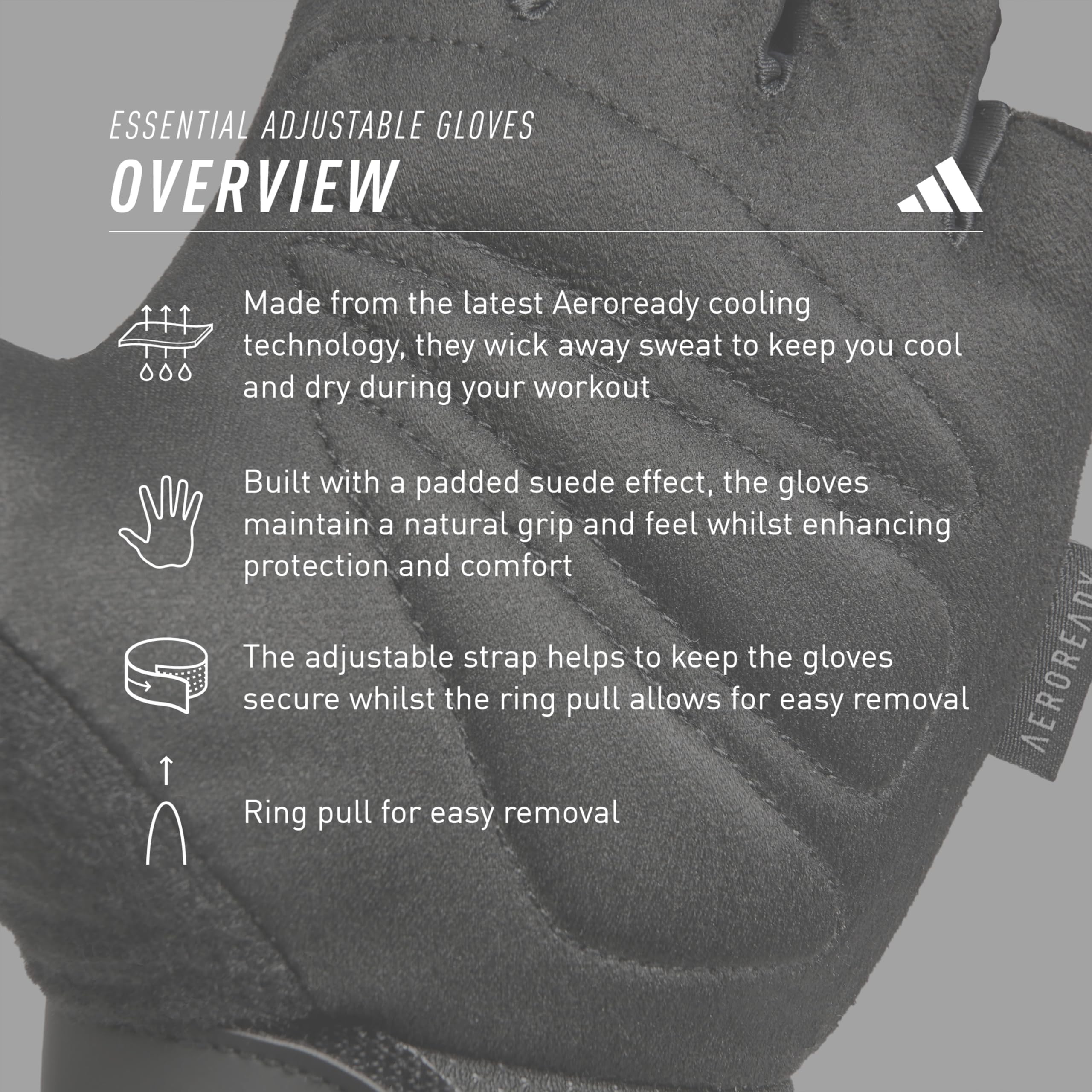 adidas Essential Training & Weightlifting Gloves, Fingerless Workout Gloves